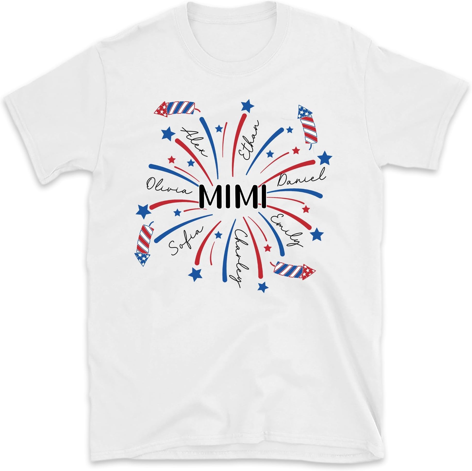 4th of July Grandma Shirt, Custom Grandma Shirt with Kids Names, Patriotic 4th of July Tee Shirt for Independence Day Grandma Shirt, Small