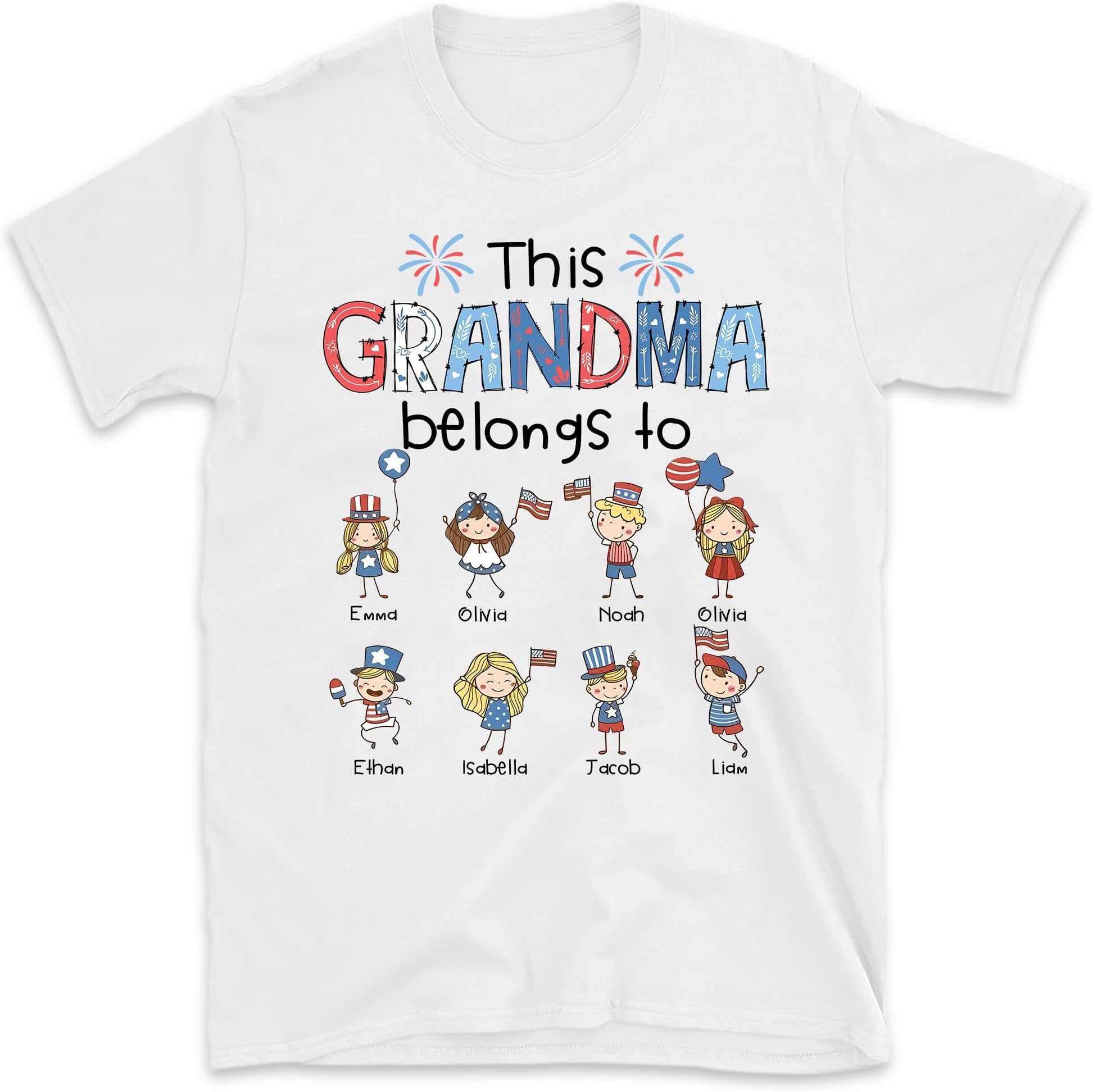 4th of July Grandma Shirt, Personalized Grandma Shirt, Patriotic Grandma Tee, 4th of July Outfit, Small