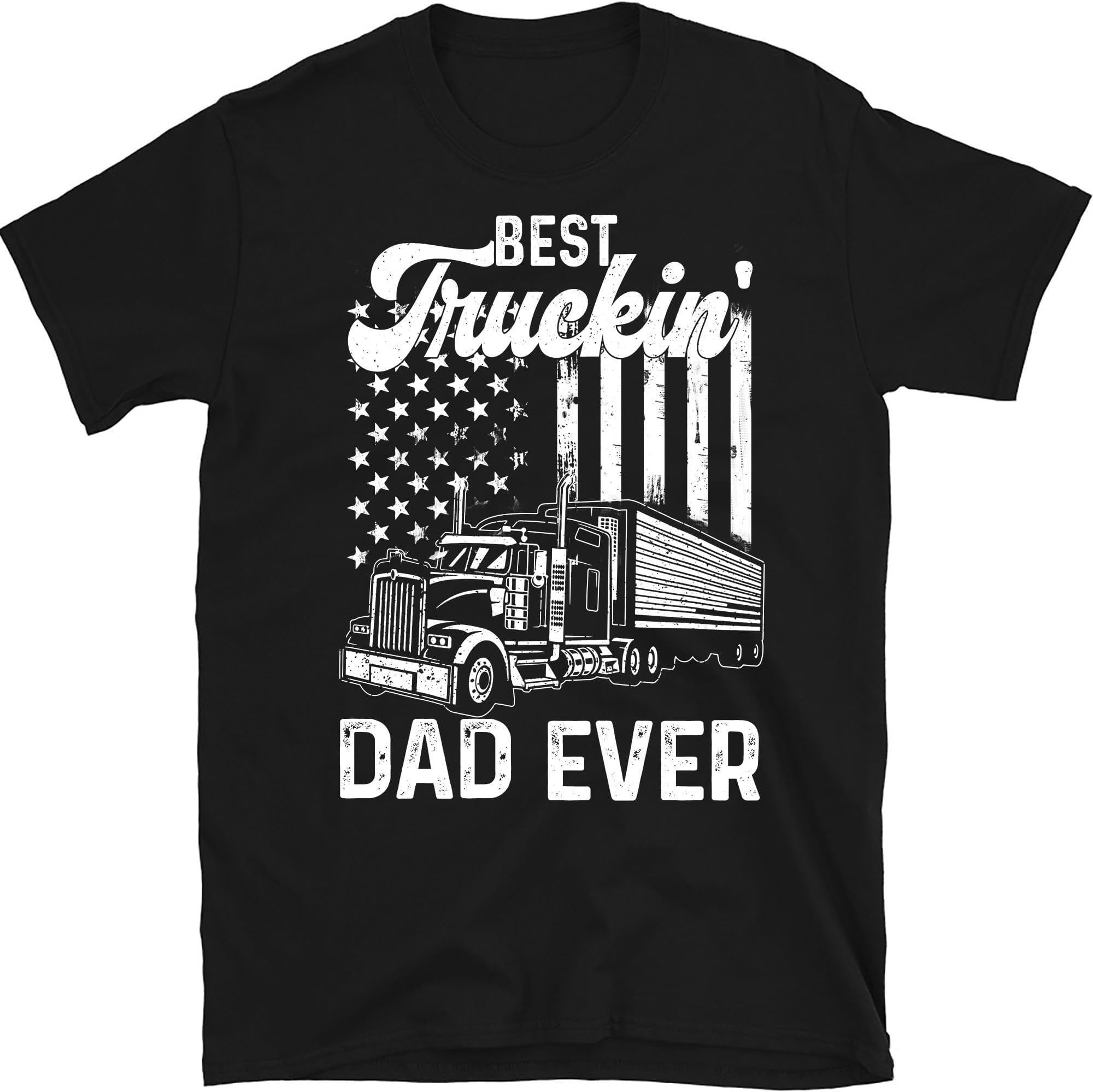 Best Truckin' Grandpa Ever Vintage Flag Father's Day
