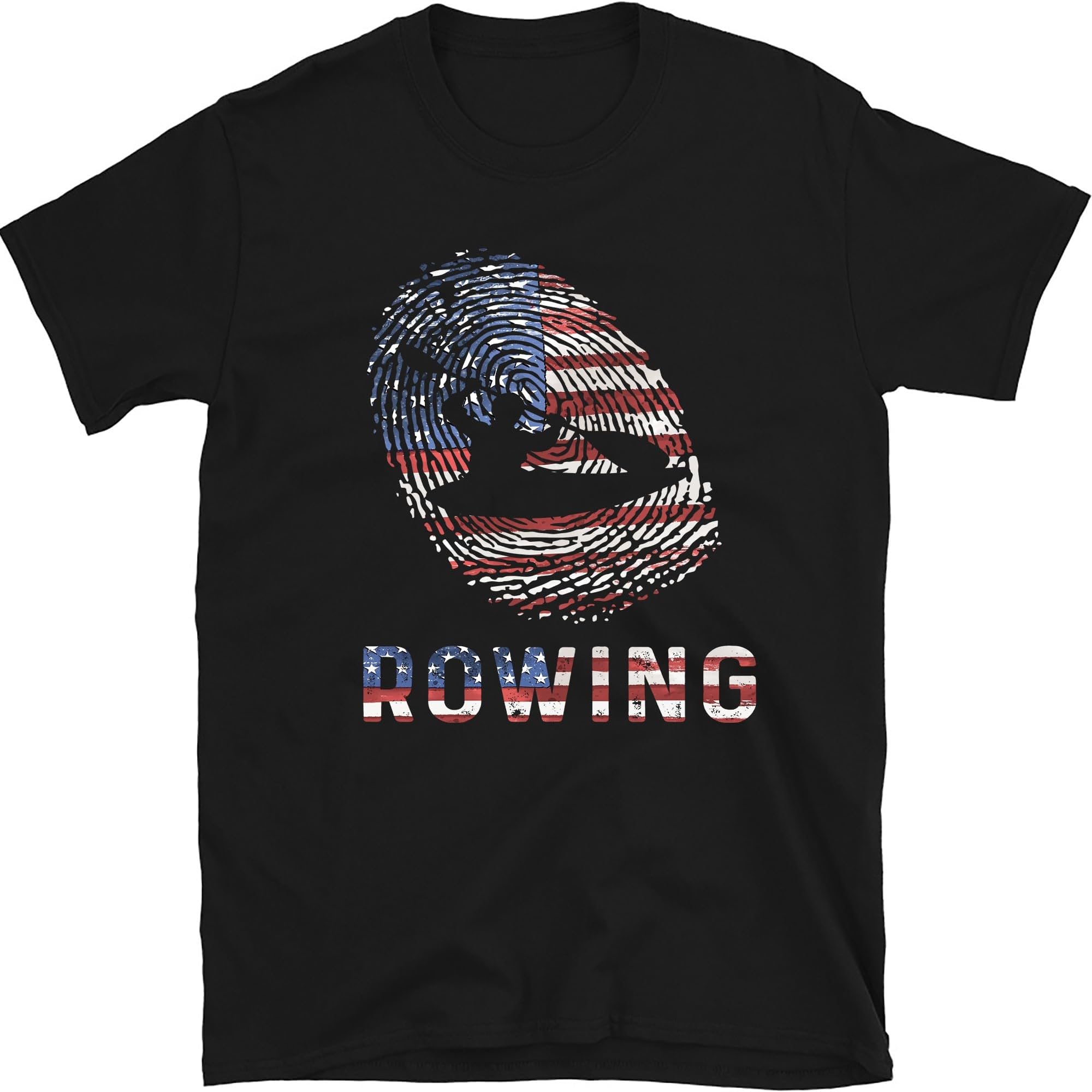 American Flag Finger Print Rowing Boat Lover 4th of July, Small