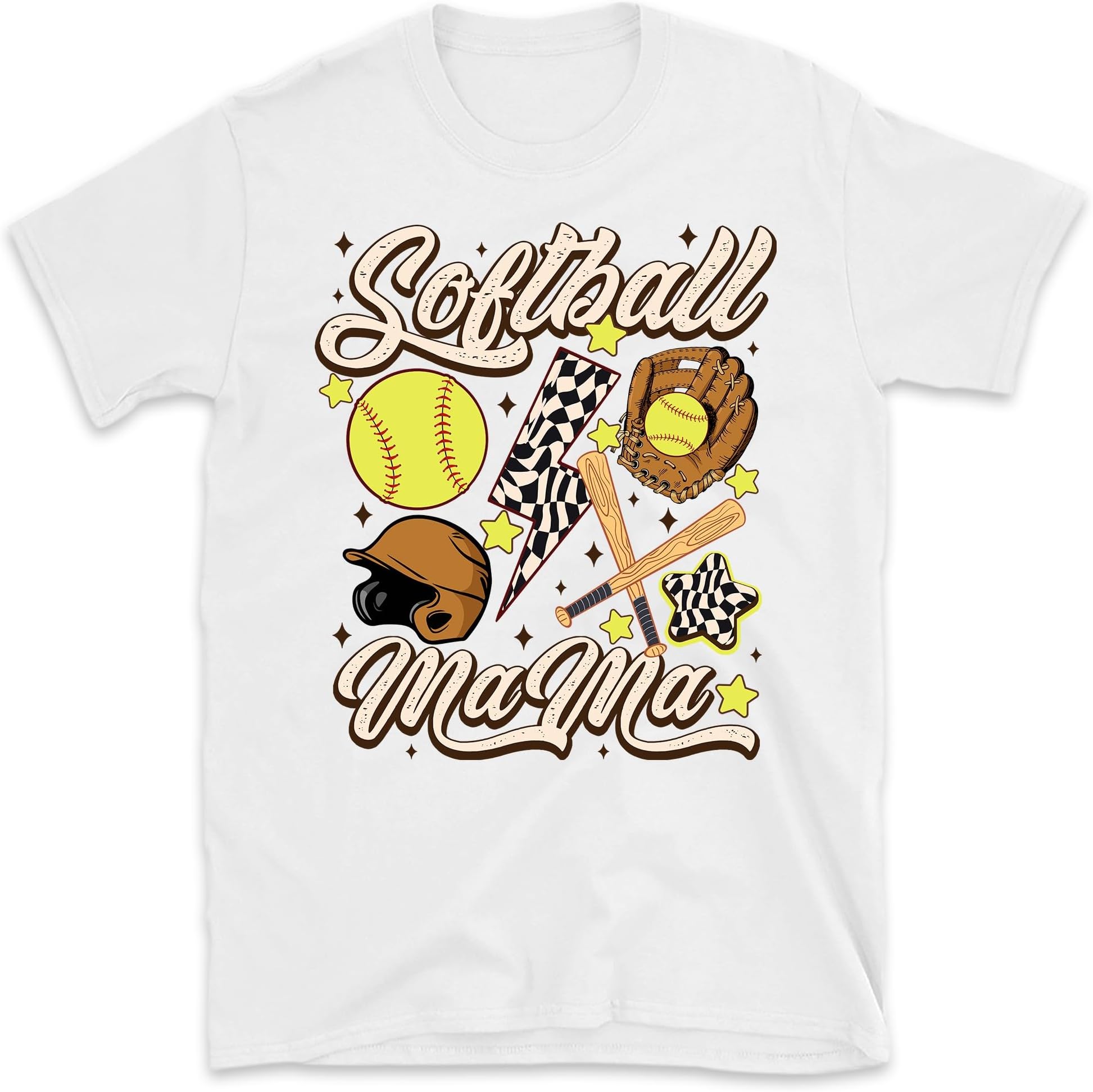 Softball Mama Shirt, Retro Groovy Softball Mama Tee, Boho Mom Shirt