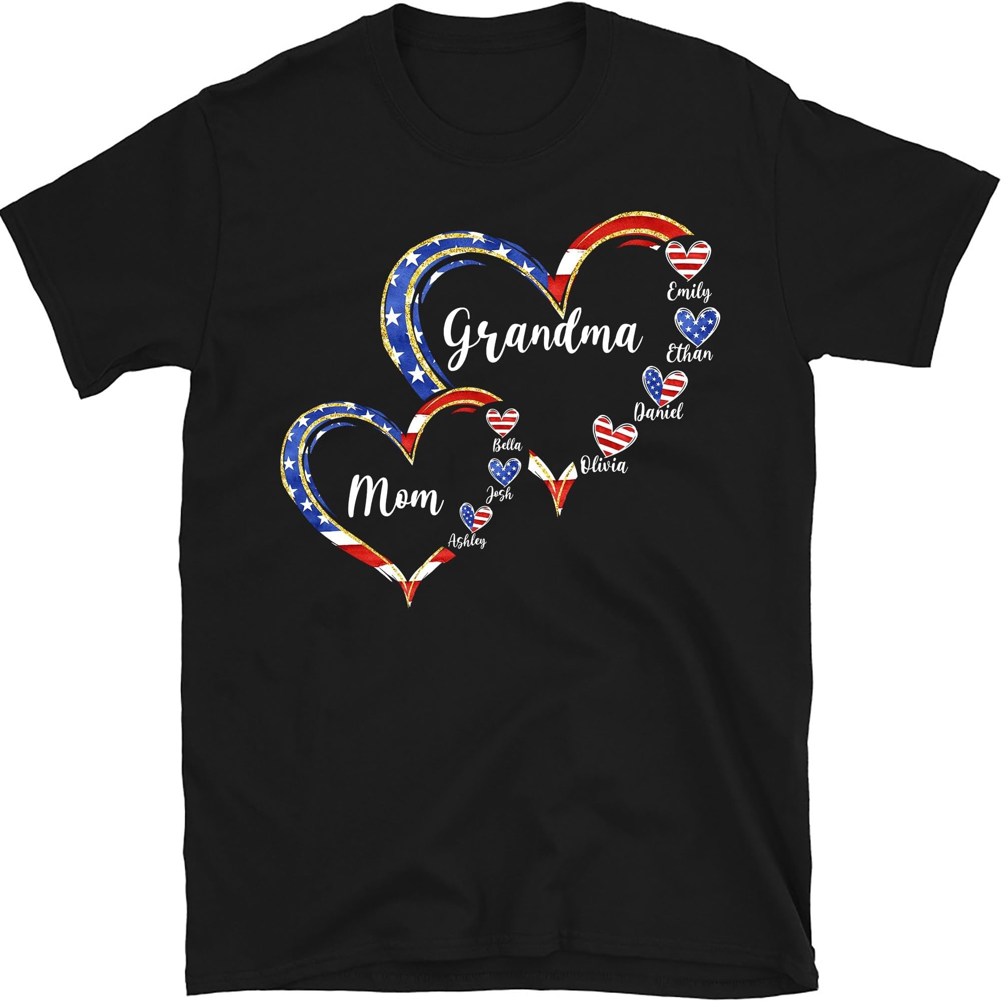 Personalized Mom Grandma and Grandkids Hearts Gift for Grandma Shirt, Leopard Heart Idea for Mom Grandma, Small