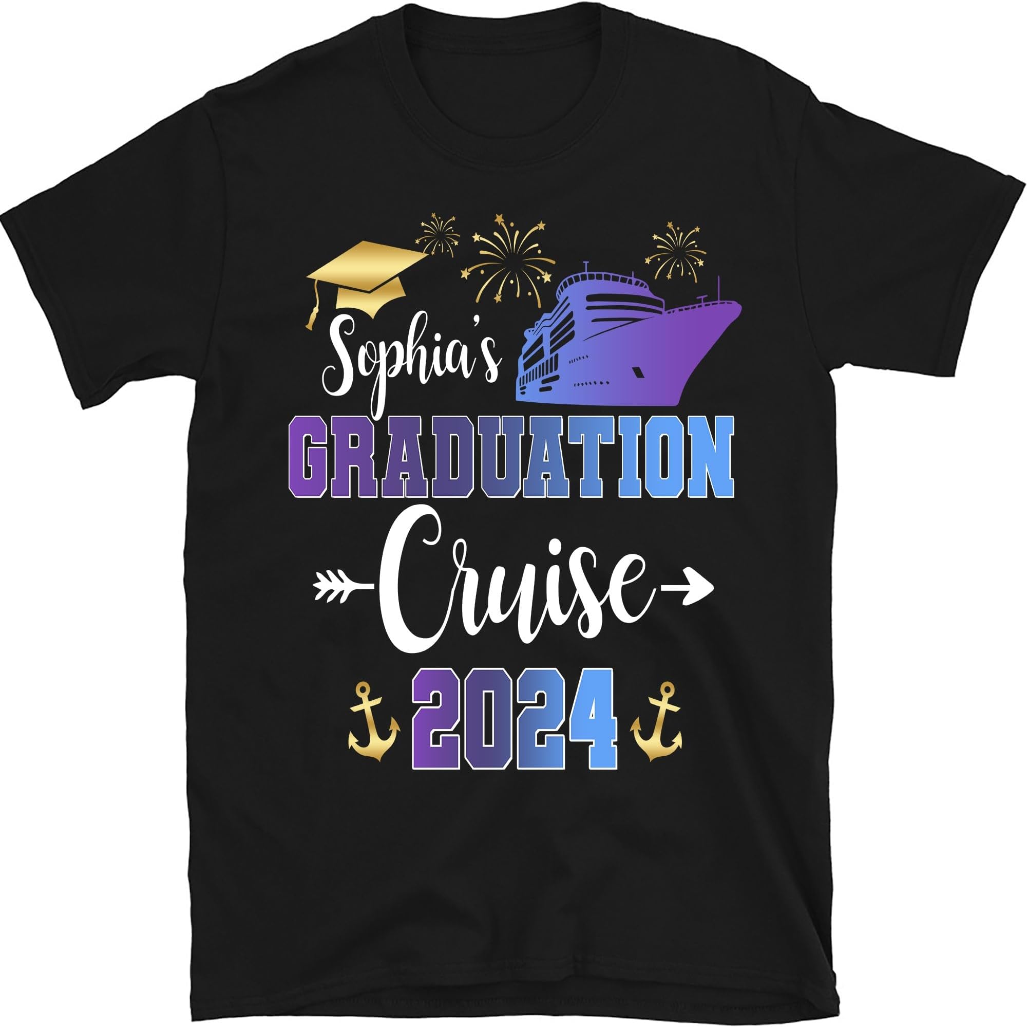 Personalized Graduation Crusie 2024 Shirt, Custom Name Graduation Shirt, Graduate Shirt, Celebration, Grad Cruise Gift, Grad Matching, Small