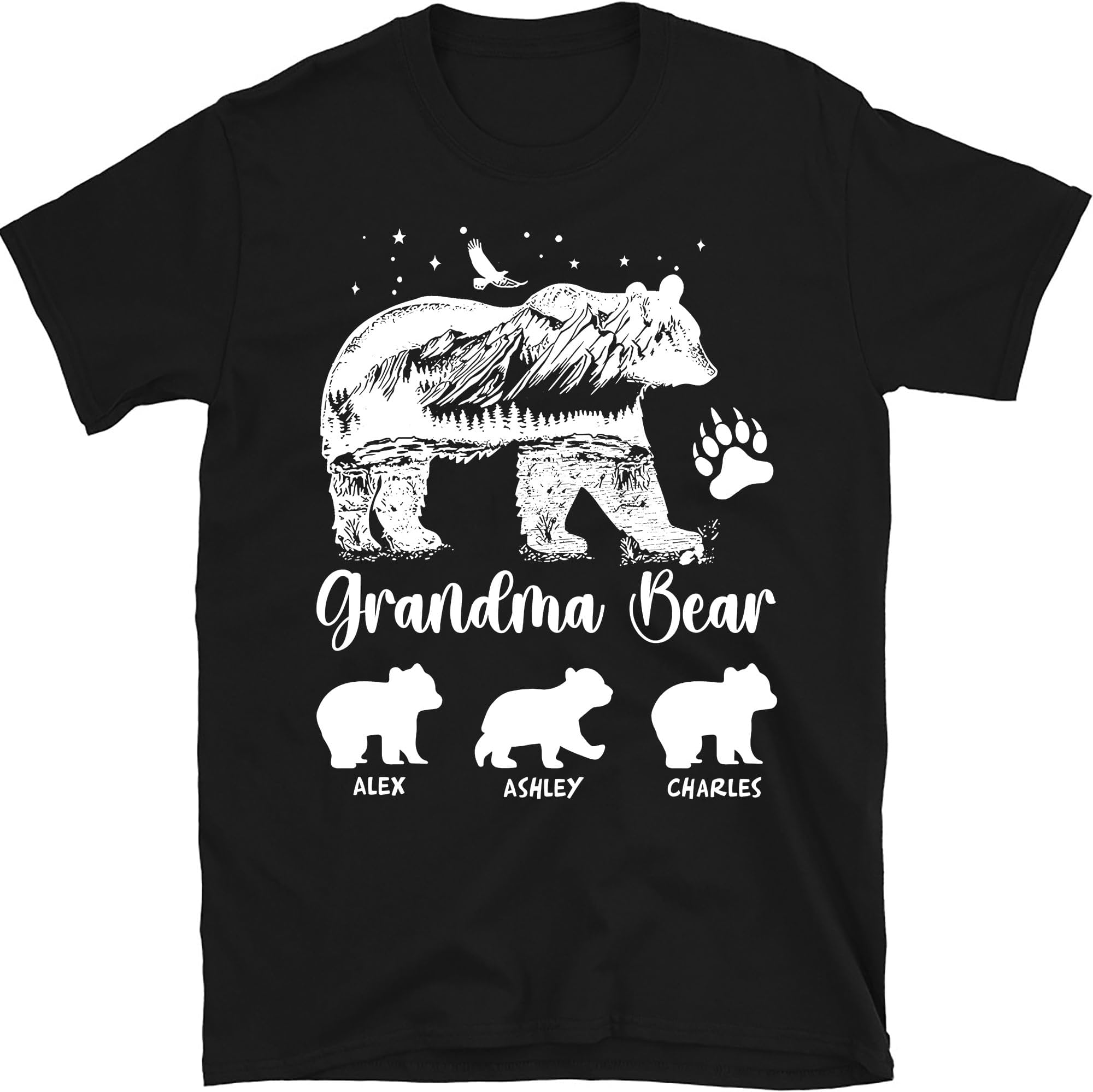 Custom Grandma Bear Shirt, Grandma Bear Tee, Mothers Day Tee, Grandma Shirt with Kids Name, Personalized Mimi Nana Gigi Bear, Small