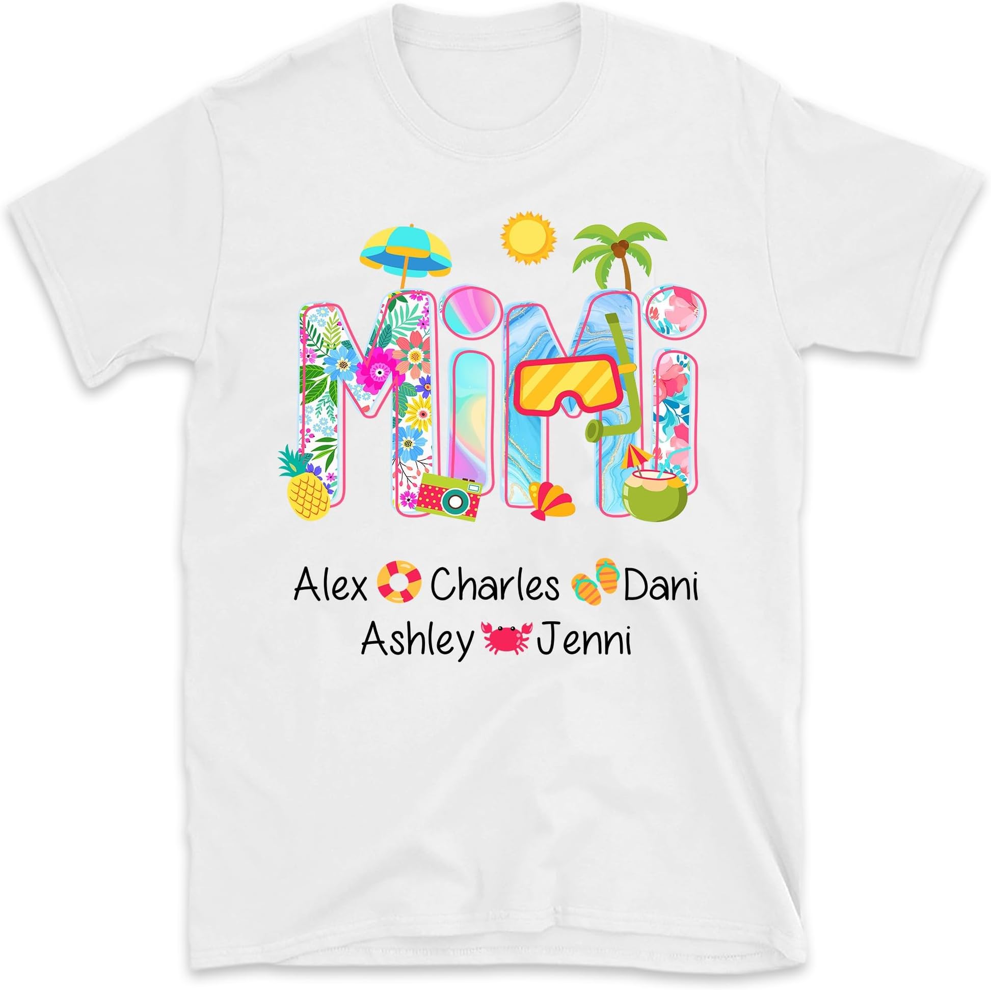 Personalized Grandma Summer Shirt, Custom Mimi Shirt for Summer, Grandma Mimi Nana Custom Grandkid Names, Custom Family Vacation Shirt, Small