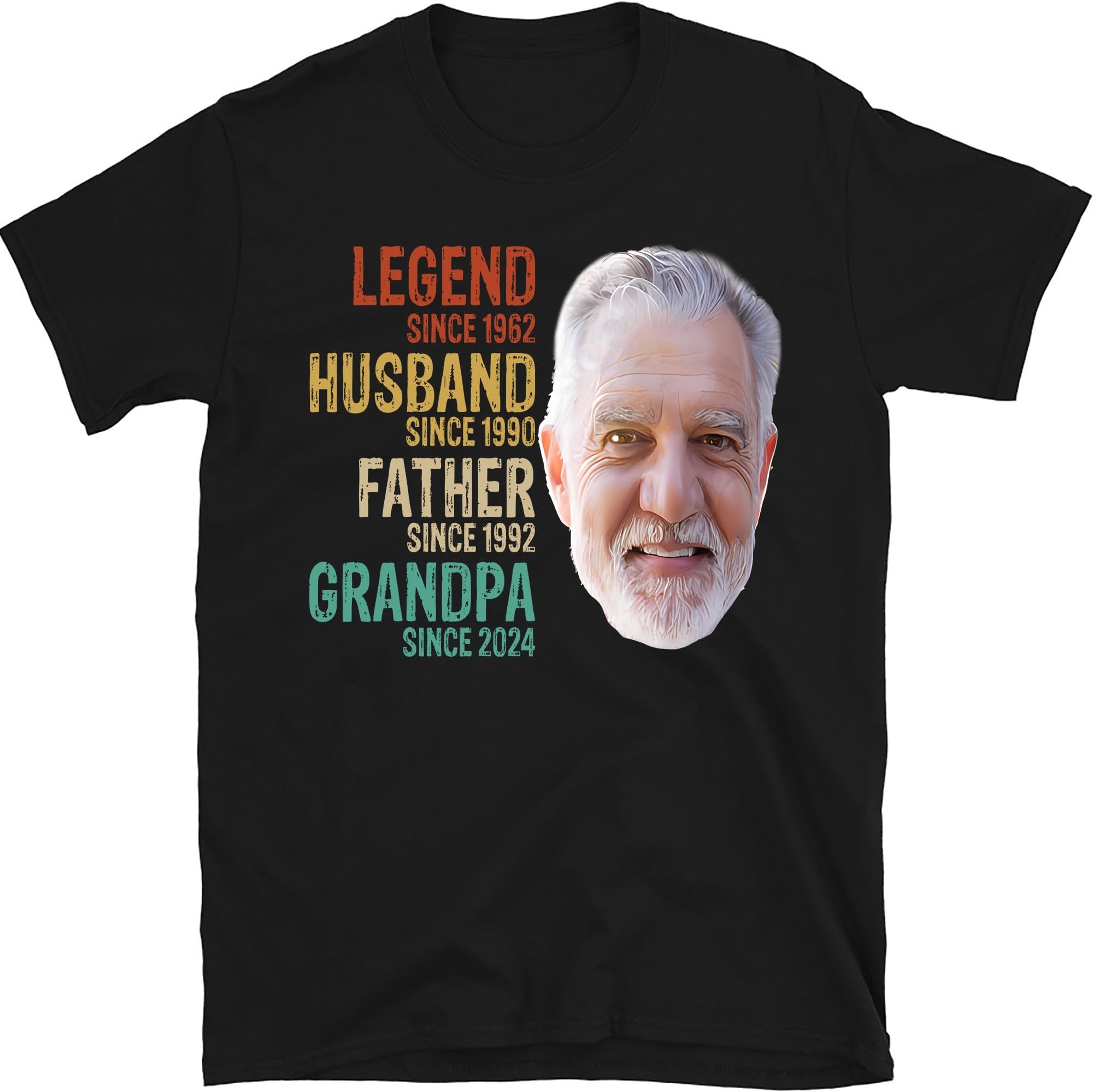 Personalized Vintage Husband Daddy Grandpa Since Shirt, Custom Face Photo Shirts, Gift for Grandpa Dad