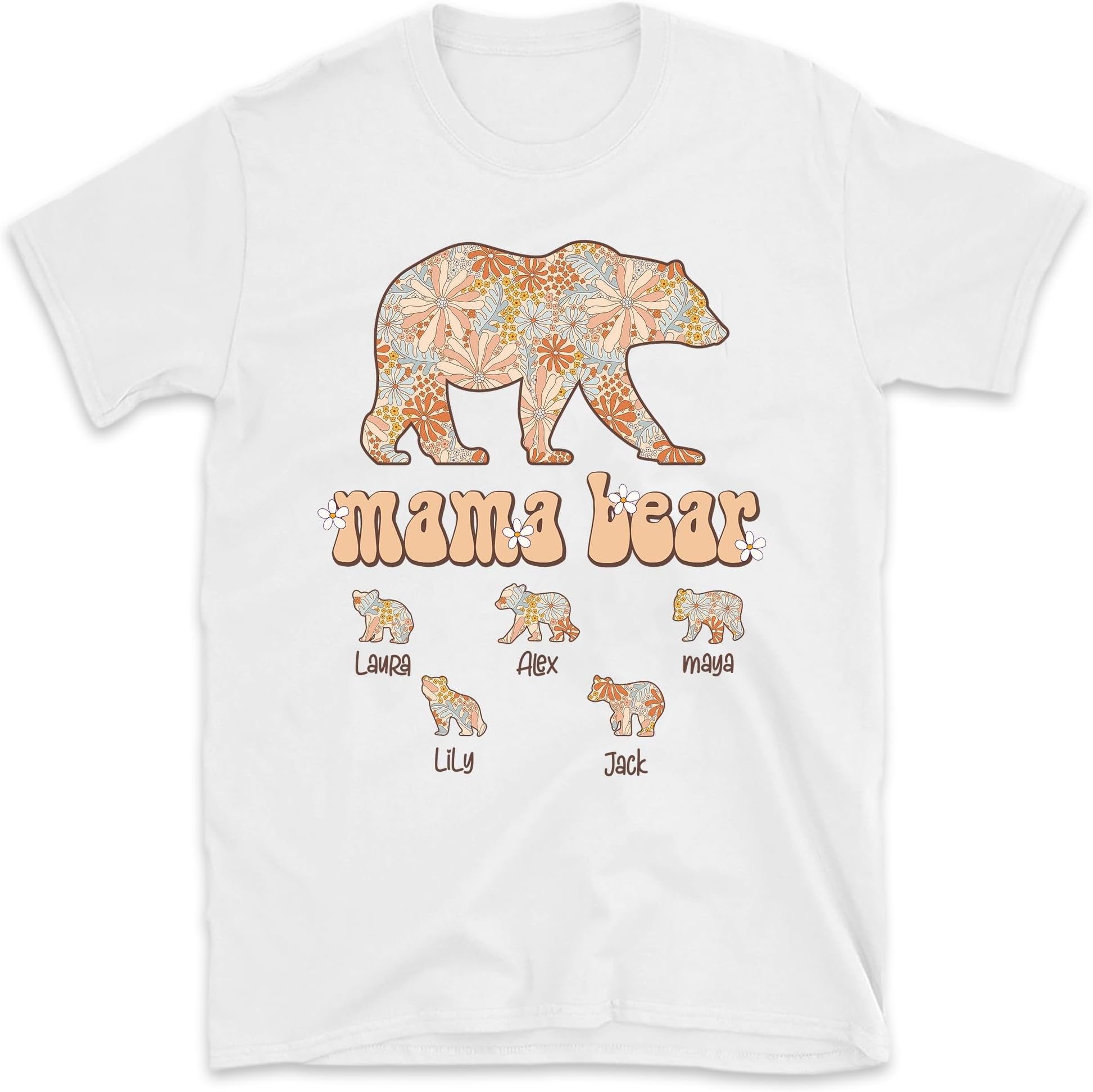 Floral Mama Bear Custom Shirt, Cute Mama Bear Tee, Personalized Mama Shirt, Gift for Mom, Small