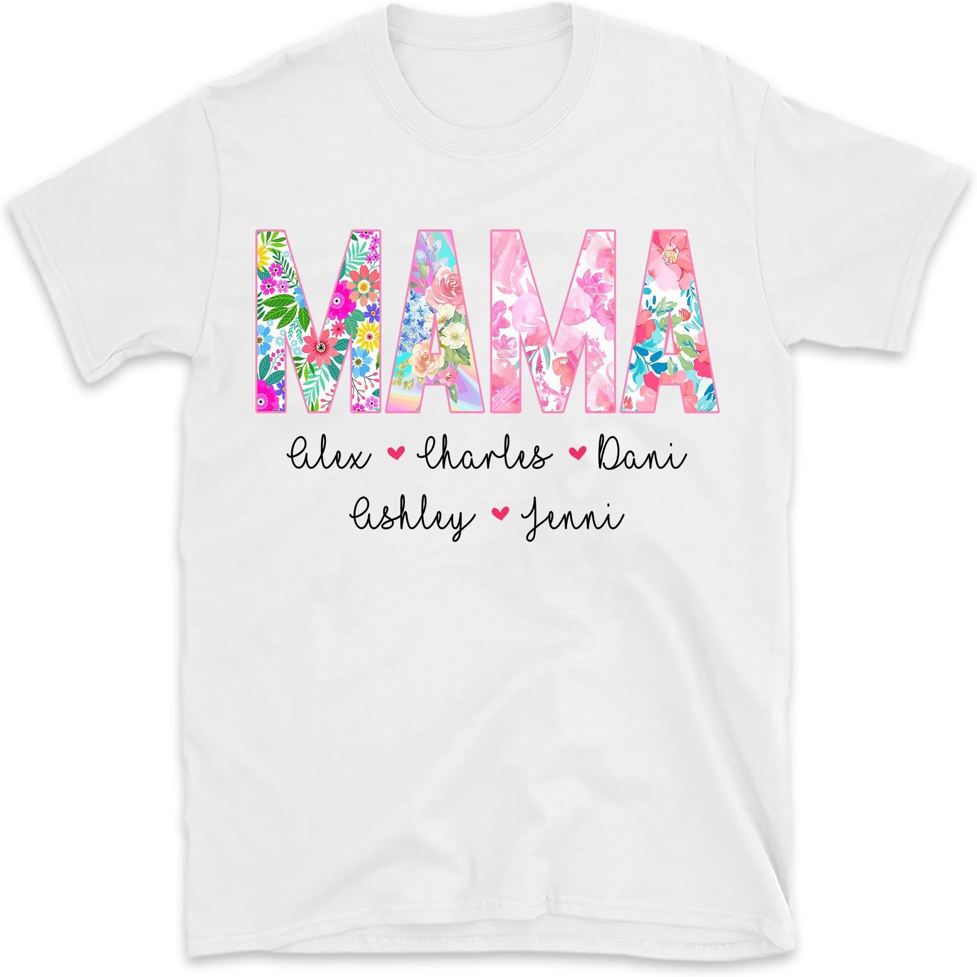 Mama Floral Shirt, Personalized Mom Shirt with Kids Names,Mother's Day Shirt, Retro Mama Shirt Gift for Mom, Small