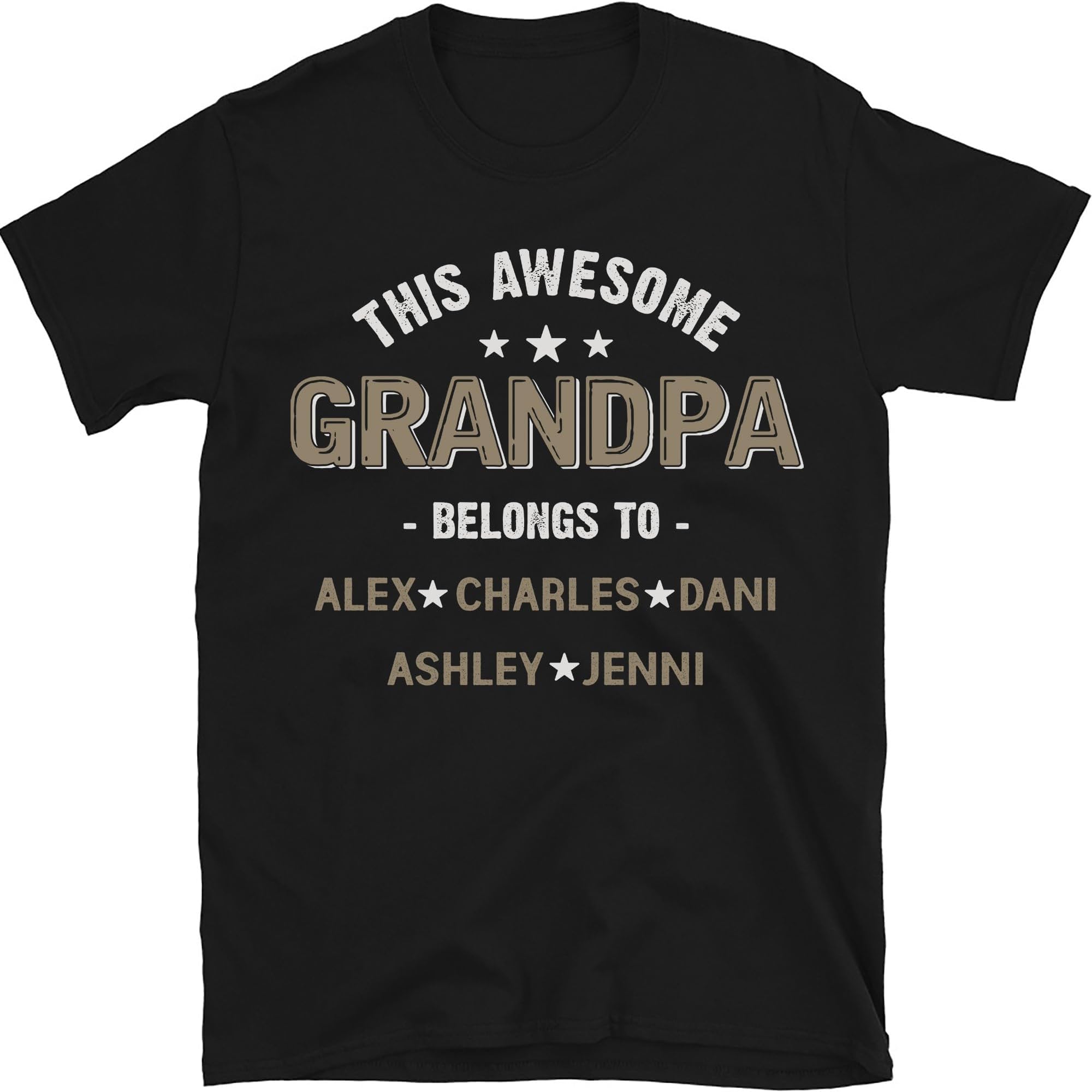 Personalized This Awesome Papa Belongs to Grandkids Name T-Shirt, Grandpa Shirt, Papa Shirt, Custom Kids Name Shirt for Dad Papa Grandpa, Small