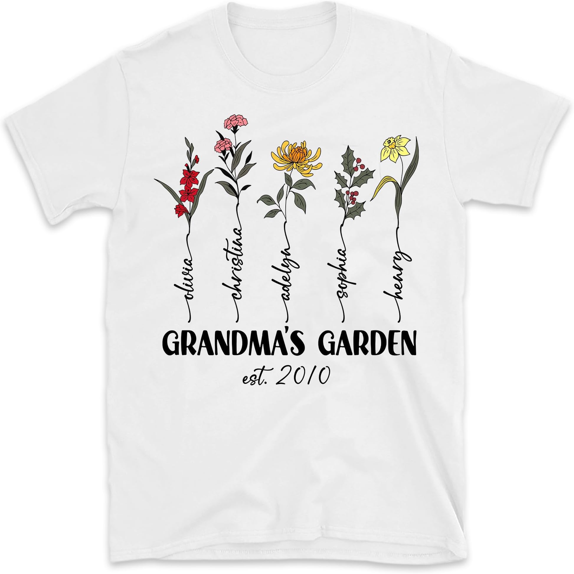 Grandma's Garden Birthday Month Shirt, Personalized Grandma Shirt, Custom Nana Mimi Shirt, Small