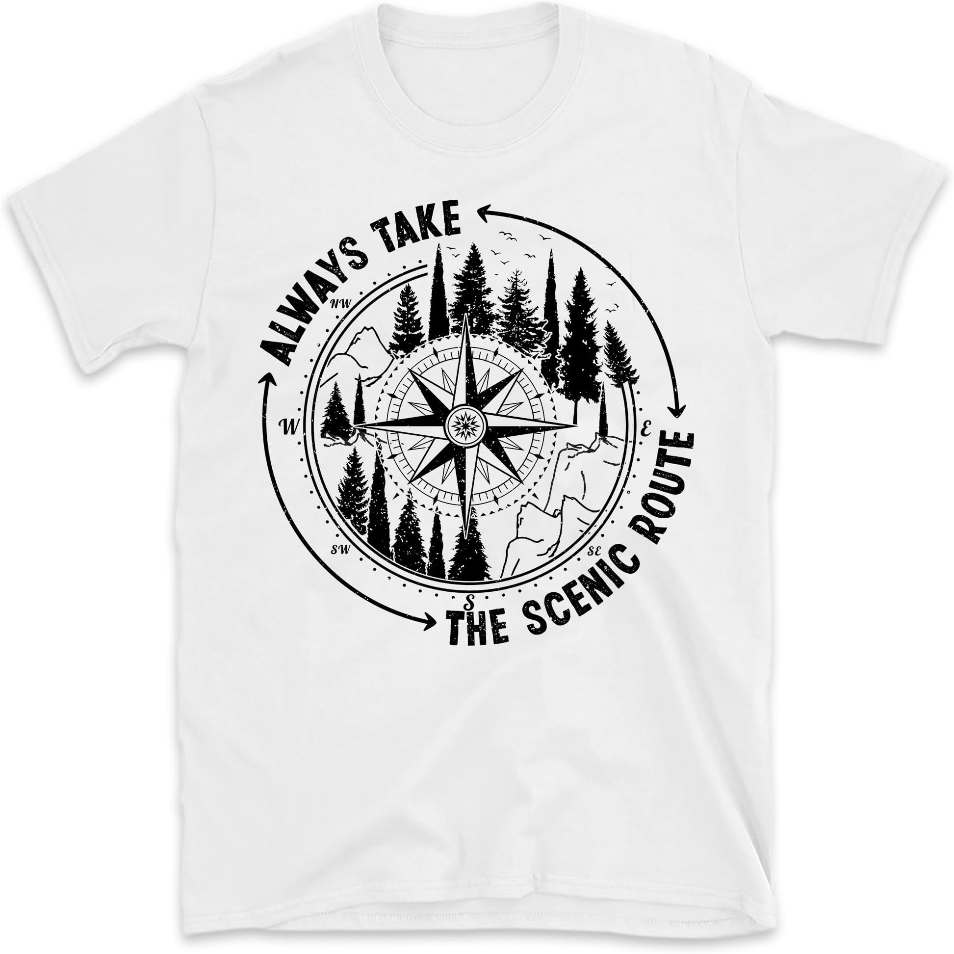 Always Take The Scenic Route Compass Camping Hiking, Small