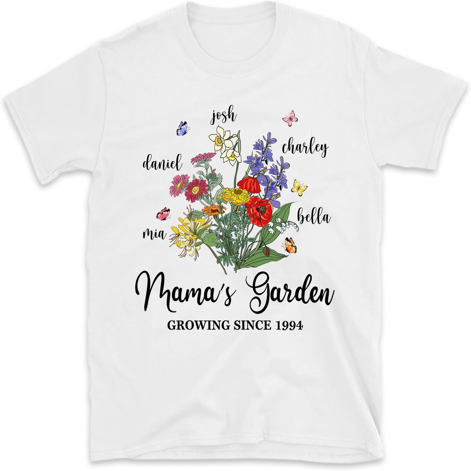 Personalized Grandma's Garden Shirt, Personalized Mom Shirt, Birth Flowers Shirt with Kids Names Shirt