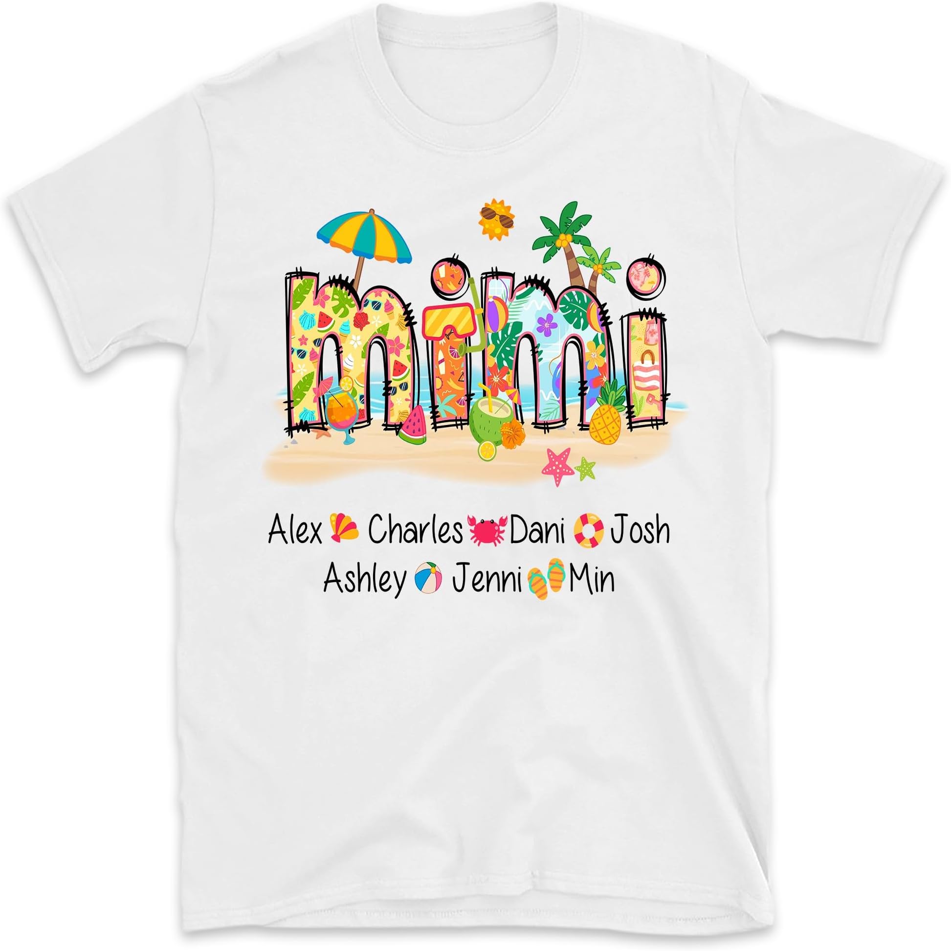 Personalized Grandma Shirt, Grandma Summer Beach Shirt, Custom Grandma with Grandkid Names, Shirt for Grandma Nana