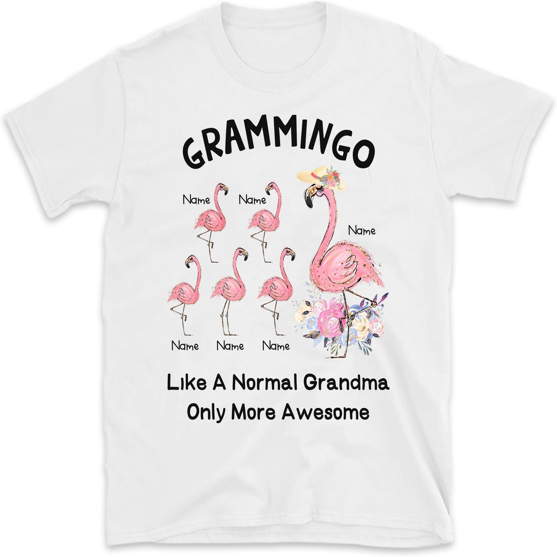 Flamingo Grammingo Like A Normal Grandma Only More Awesome Tshirt, Mom Grandma Flamingo T Shirt, Custom Grammingo Shirt, Small