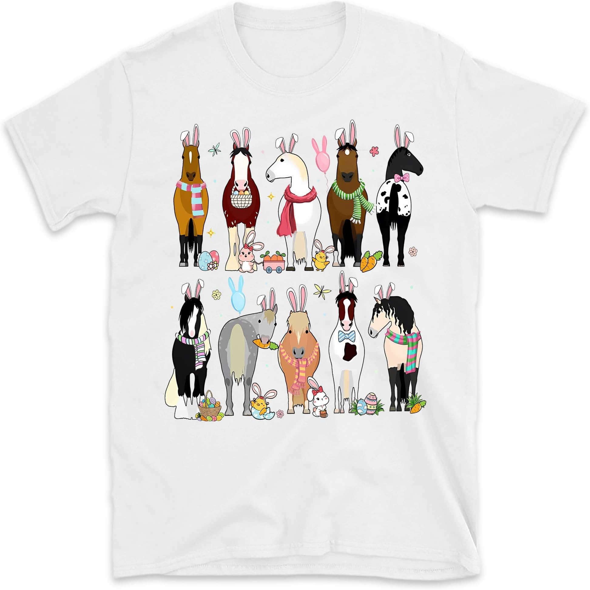Funny Cute Horse Bunny Lover Happy Easter Farm Animals
