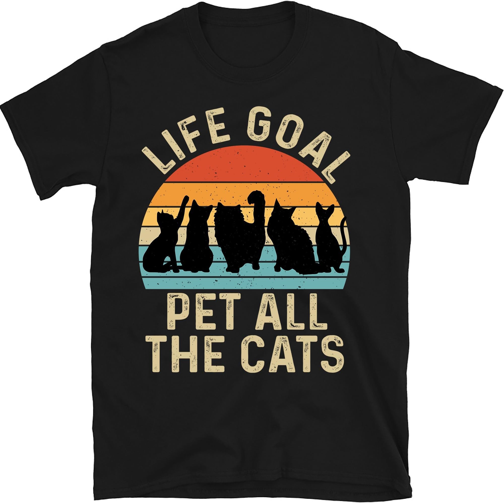 Life Goal Pet All The Cats Funny Vintage Cat Lovers