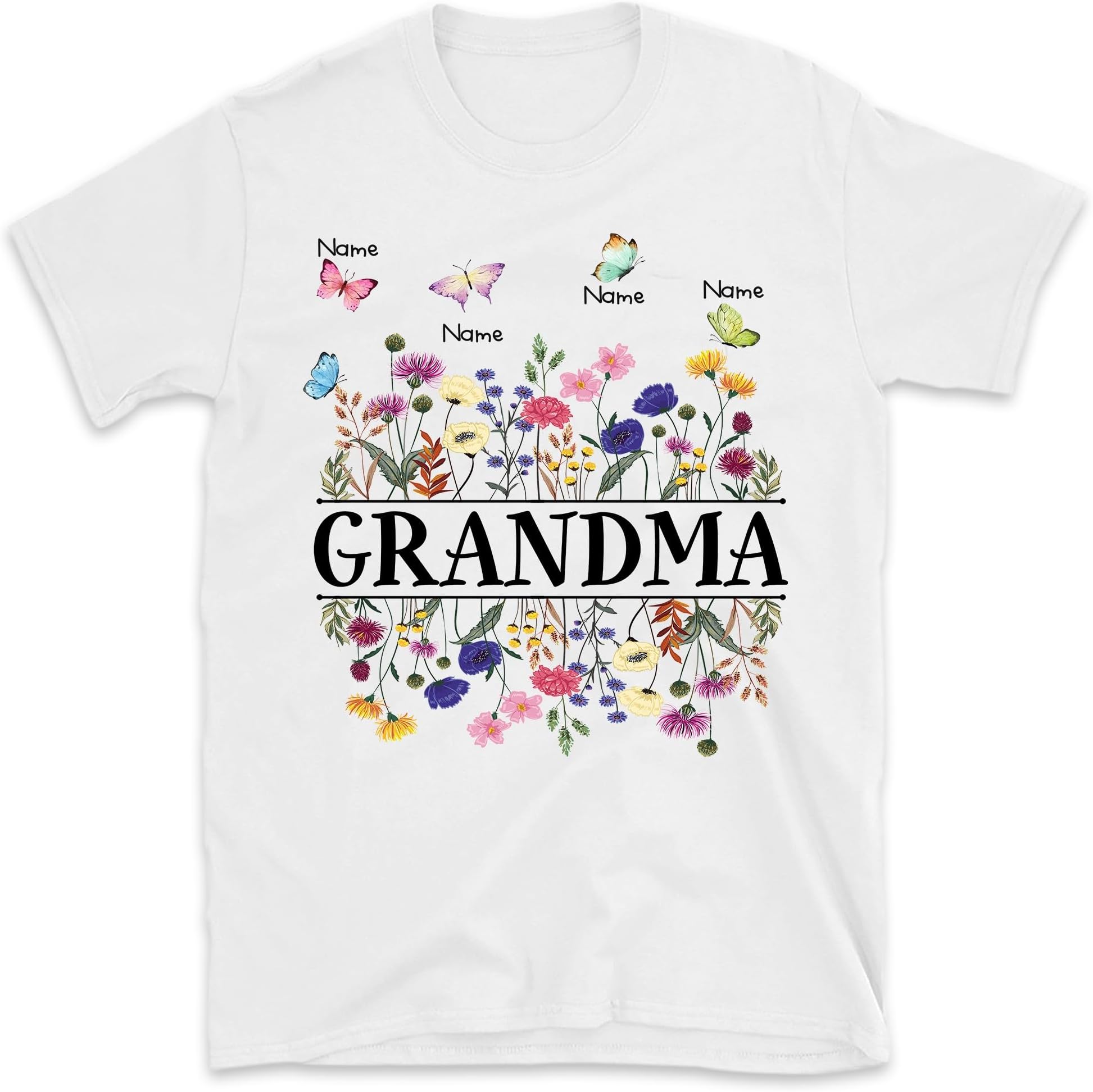 Grandma Shirt, Custom Mom Floral Shirt with Kids Names, Wildflowers Grandma Shirt, Grandma Gift for New Grandmother, Flowers Mom Shirt, Small