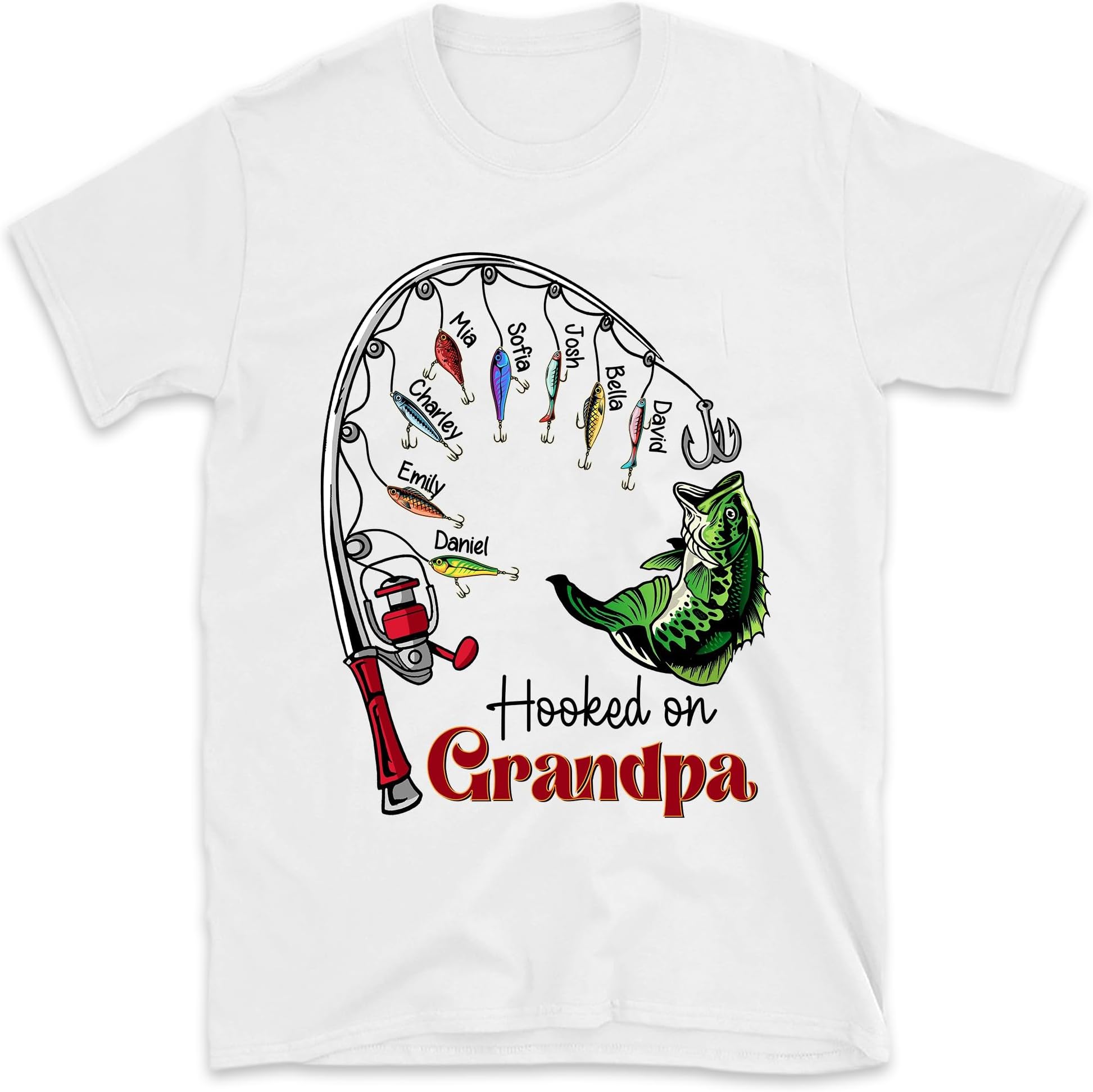 Dad Grandpa Fishing T Shirt, Hooked On Being Grandpa Shirt, Fathers Day Tee, Funny Fishing Shirt Gift for Grandpa, Small