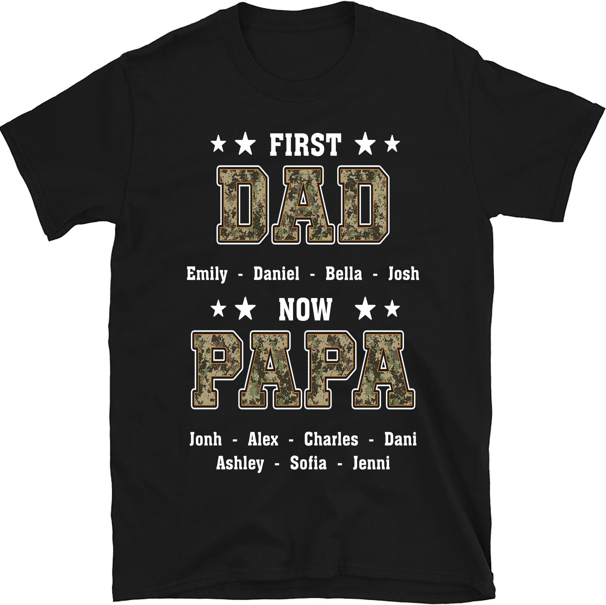 First Dad Now Papa Shirt with Kids Names, Personalized Grandpa Shirt, Papa Shirt, Birthday Gift for Papa, Small