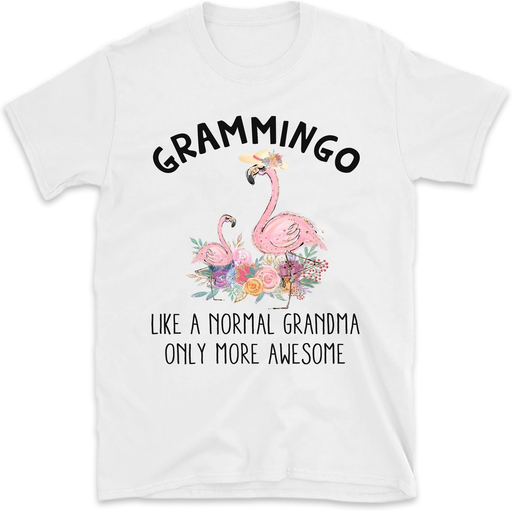 Flamingo Grammingo Like A Normal Grandma Only More Awesome Shirt, Custom Grammingo Shirt, Personalized Grandma with Grandkids Shirt, Small