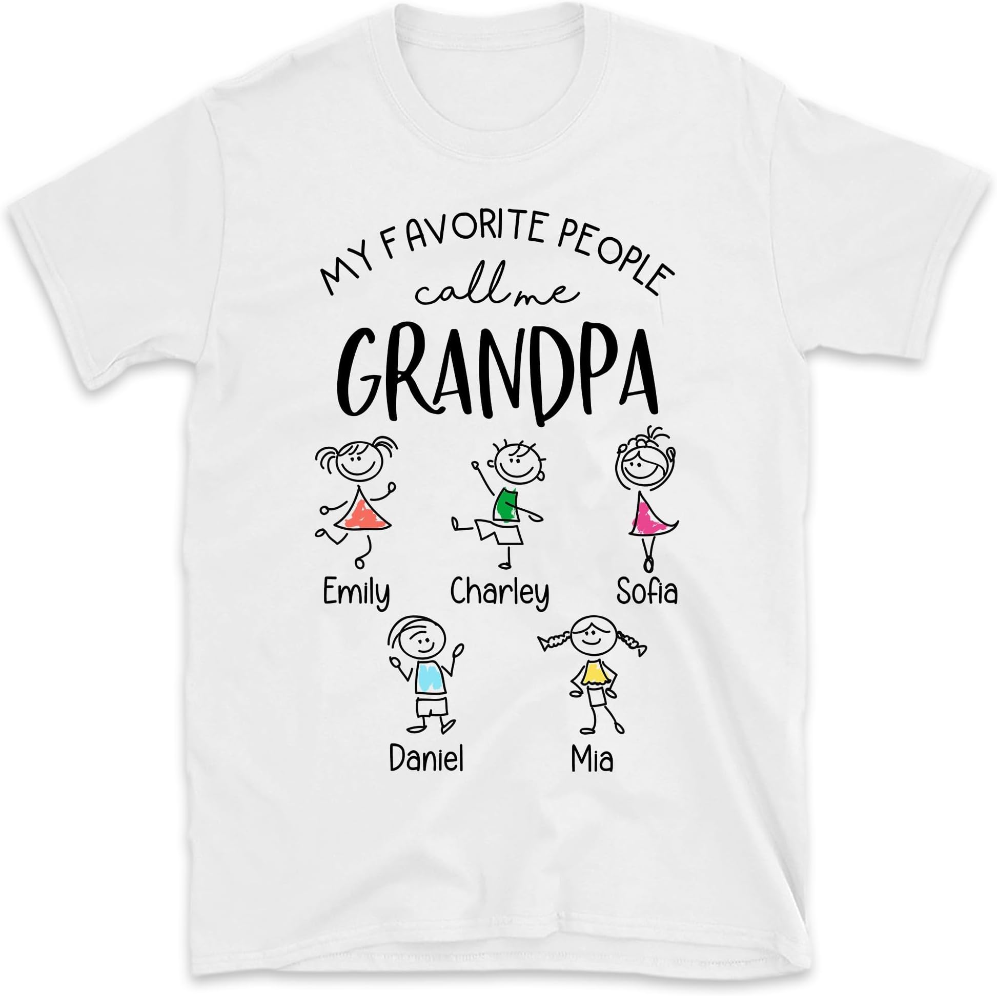 Personalized My Favorite People Call Me Papa T-Shirt with Grandkids Name, Grandpa and Grandkid Shirt, Custom Kids Name Shirt for Dad Grandpa, Small