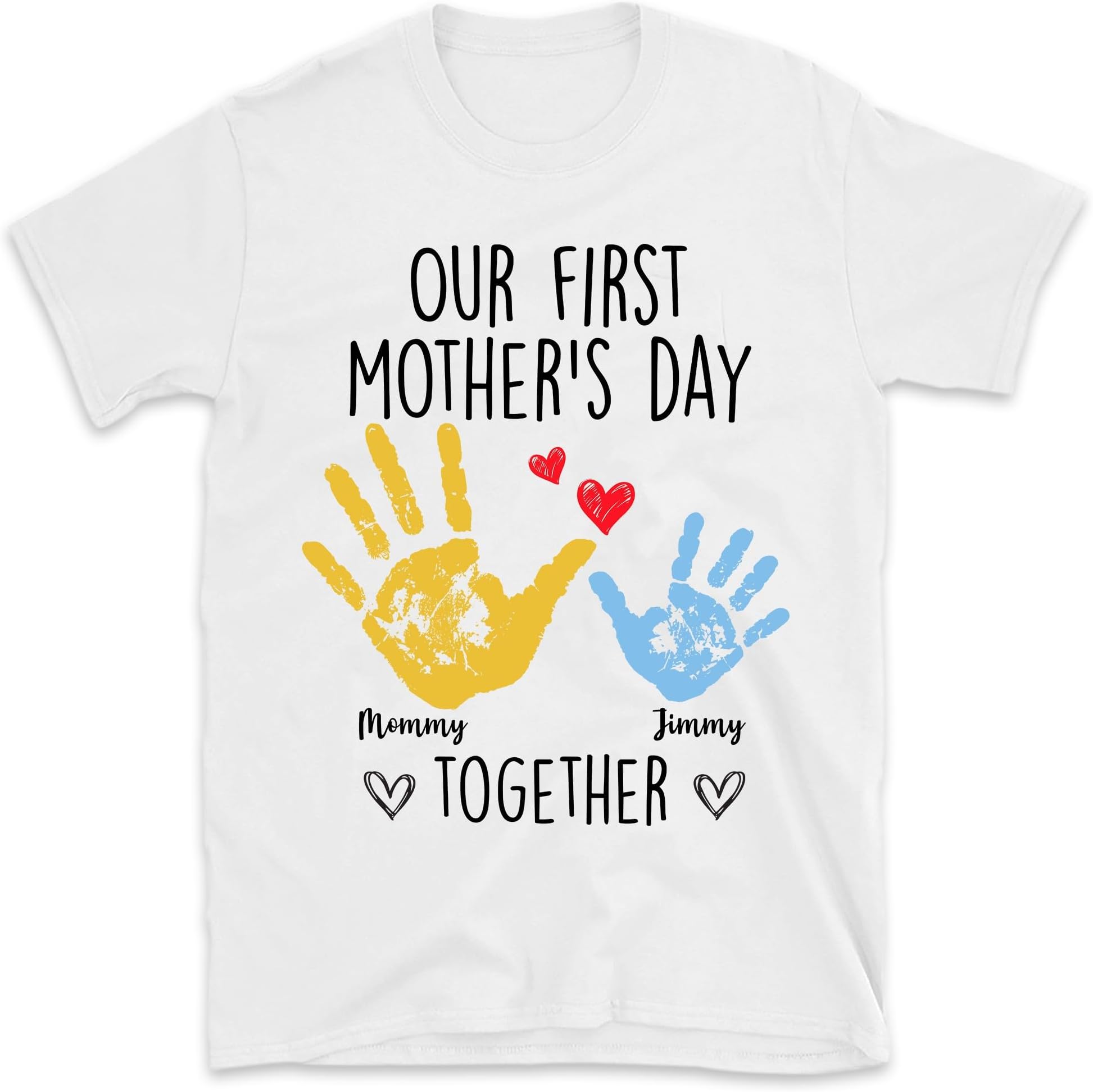 Custom Our First Mother's Day Together 2024 Shirt, Custom Baby and Mommy Names Shirt, Matching Gift for Mothers Day, Family Shirts, Small