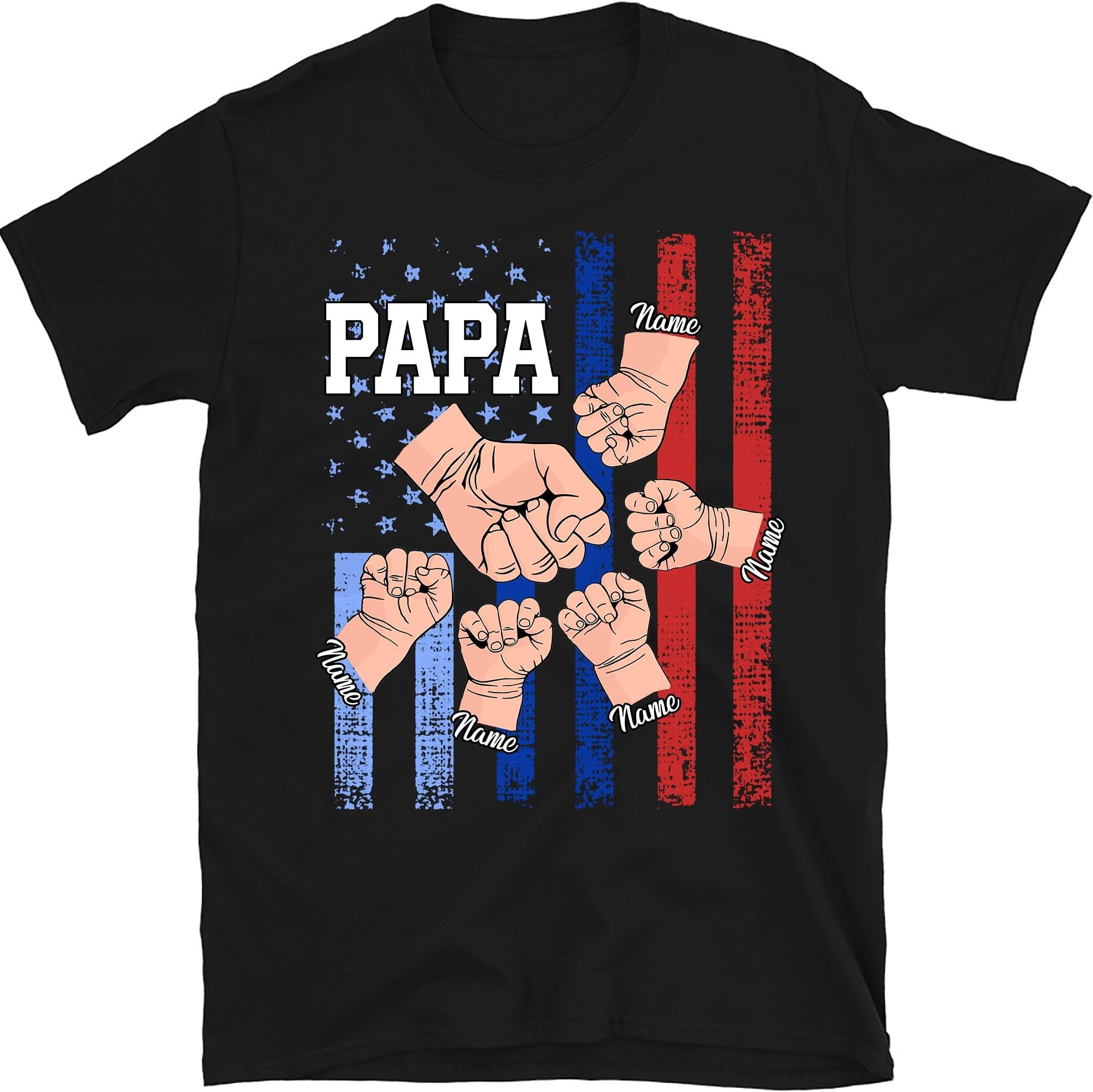 Personalized Papa Shirt with Grandkid Name, Grandpa Shirt with Kid Fist Bump, Fathers Day 4th of July Papa Gift, Small