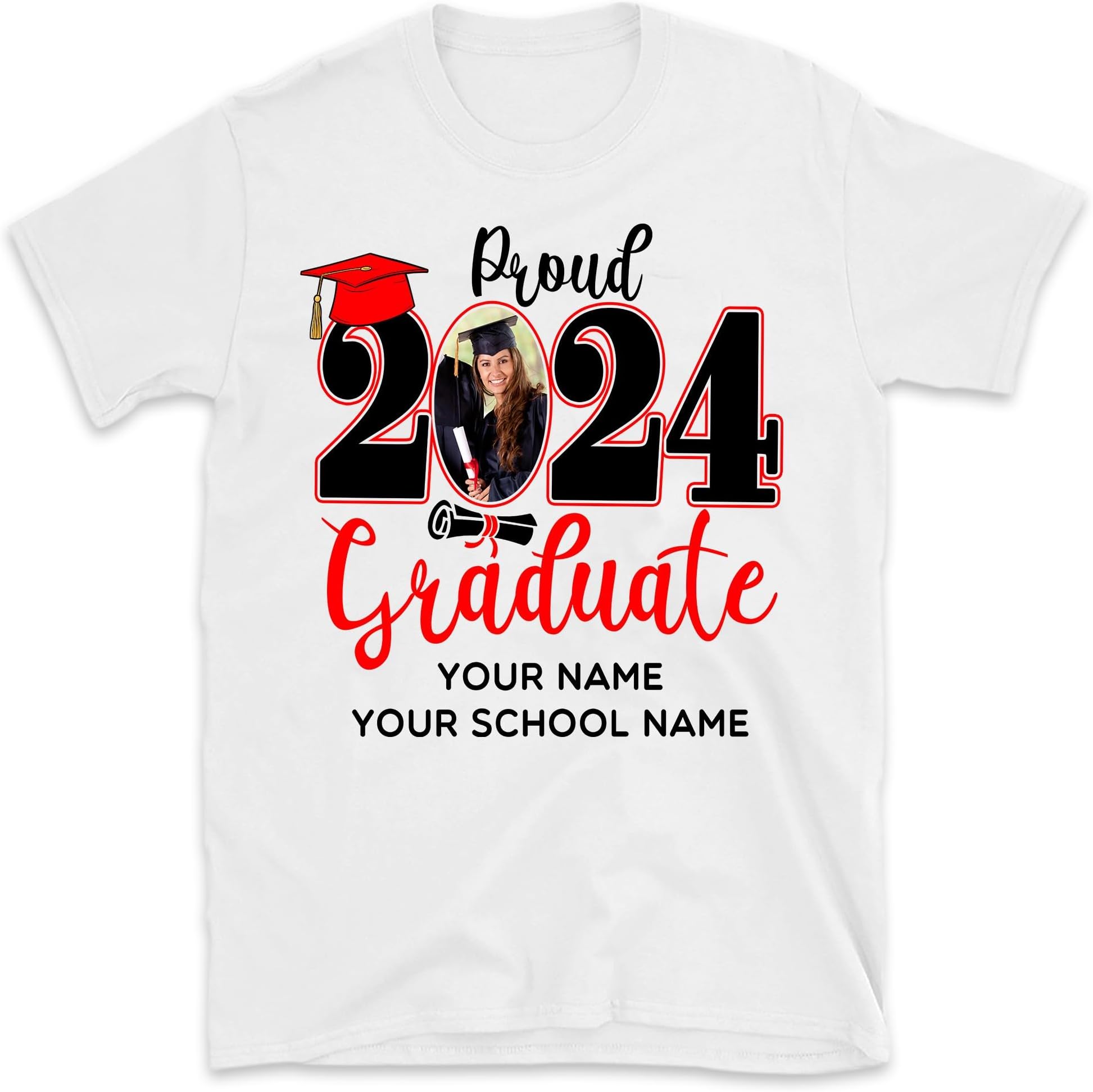 Graduation Family 2024 T-Shirt, Custom Picture Graduation Shirt, Graduate Shirt for Family, Proud Mom of A 2024 Graduate Shirt, Small