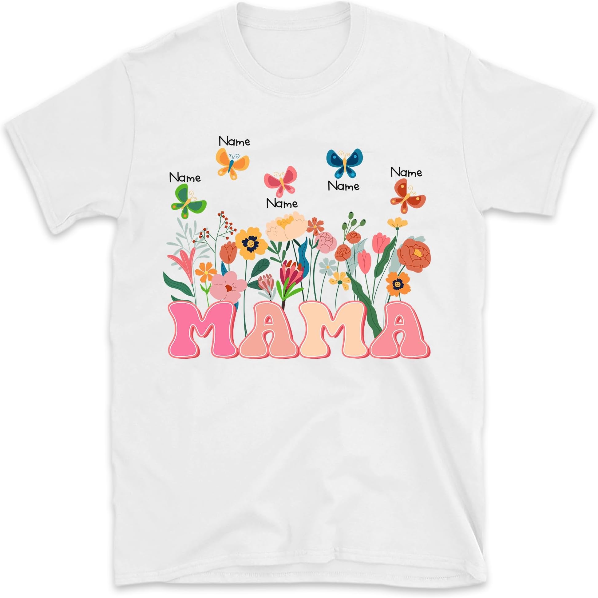 Mama Shirt, Wildflowers Mama Tshirt, for New Mom Gift, Custom Mom Est, Retro Flower Shirt