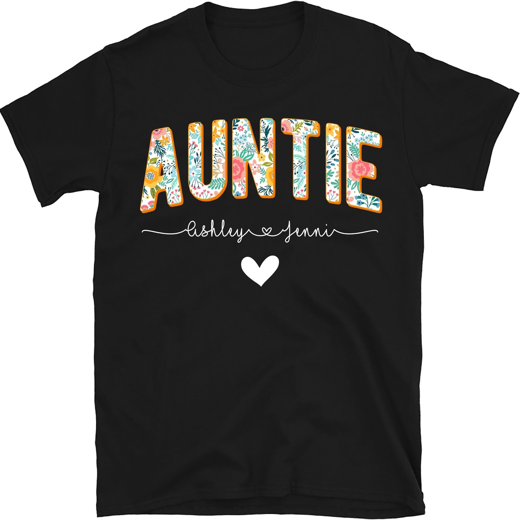 Personalized Auntie with Kids Name Shirt, Auntie Tee, Flora Auntie Shirt, Aunt for Auntie, Auntie Floral Shirt, Small