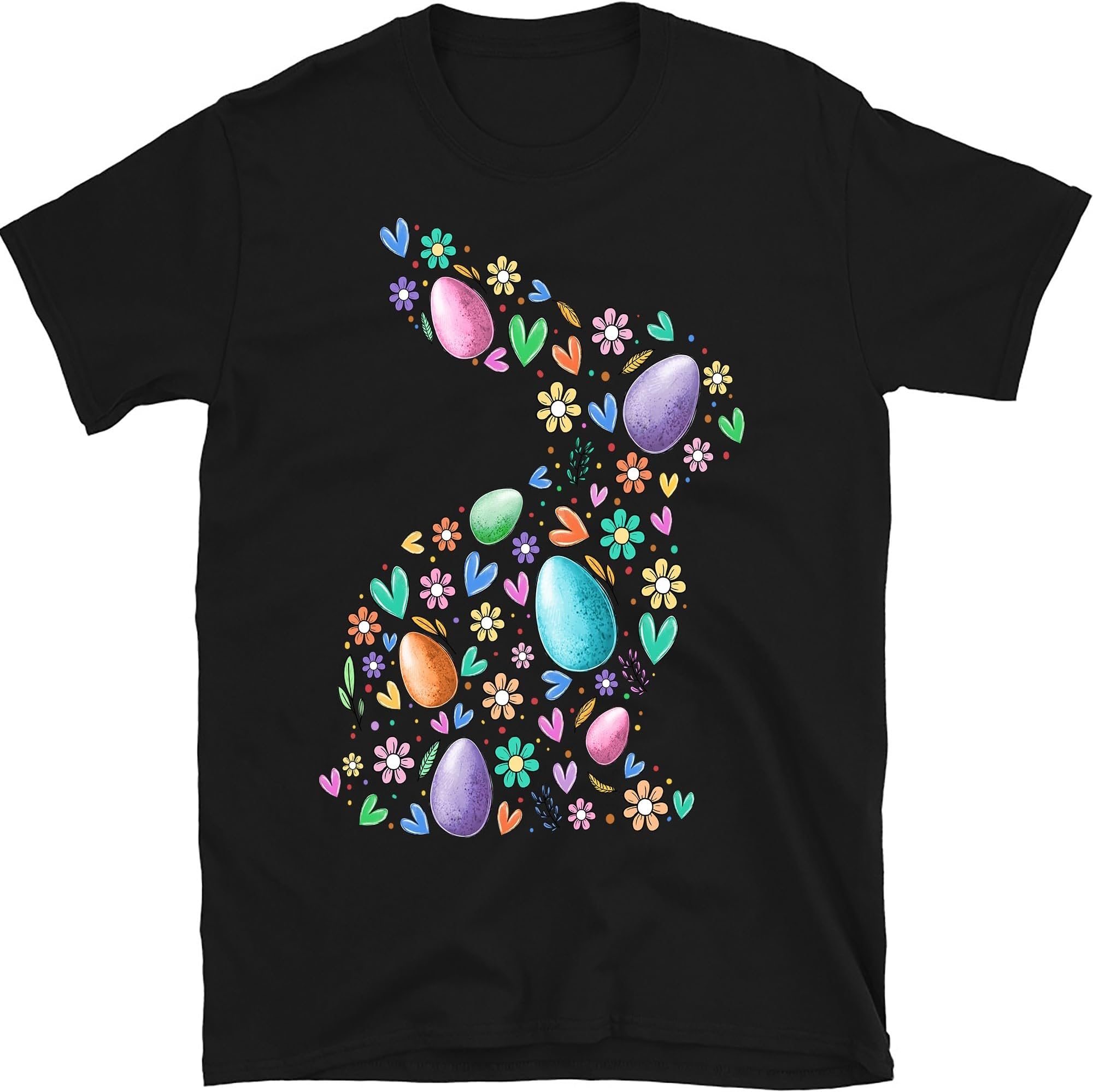 Easter Eggs Floral Bunny Shirt, Cute Peeps Shirt, Bunny Flowers Shirt, Easter Girls Shirt, Happy Easter Shirt, Gift for Her, Small
