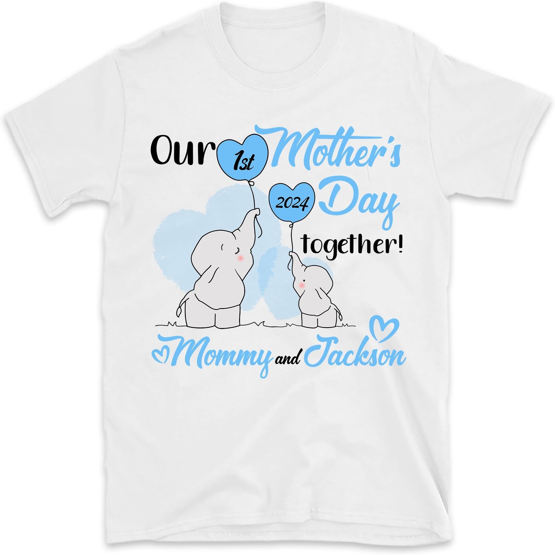 First Mother's Day Shirts, Elephant Our First Mothers Day Matching Shirts Set, Personalized Name First Mothers Day