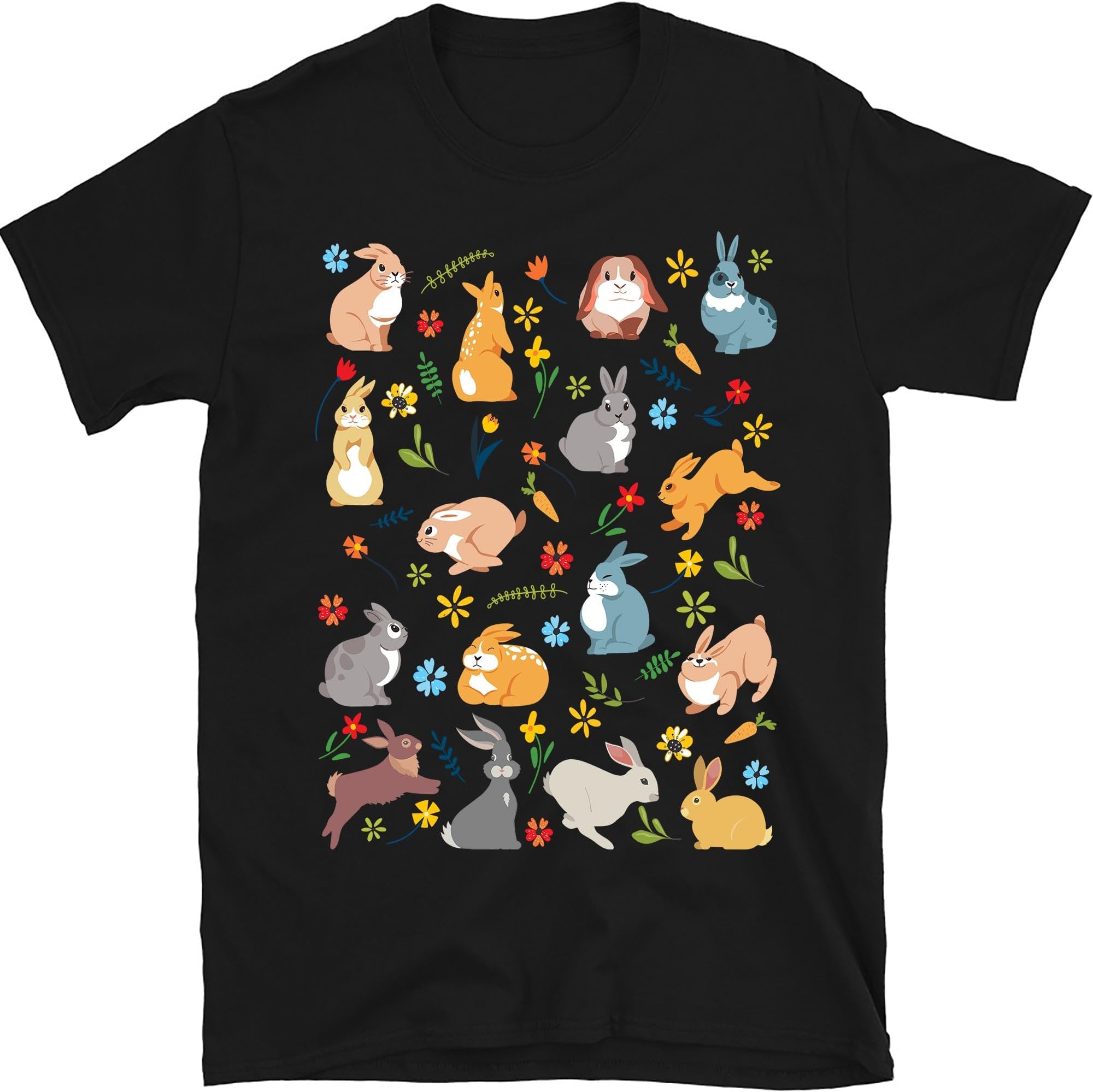 Rabbits and Flowers Shirt, Floral Bunny Shirt, Cute Rabbits Shirt, Rabbit Lover Tee, Gift for Bunny Mom