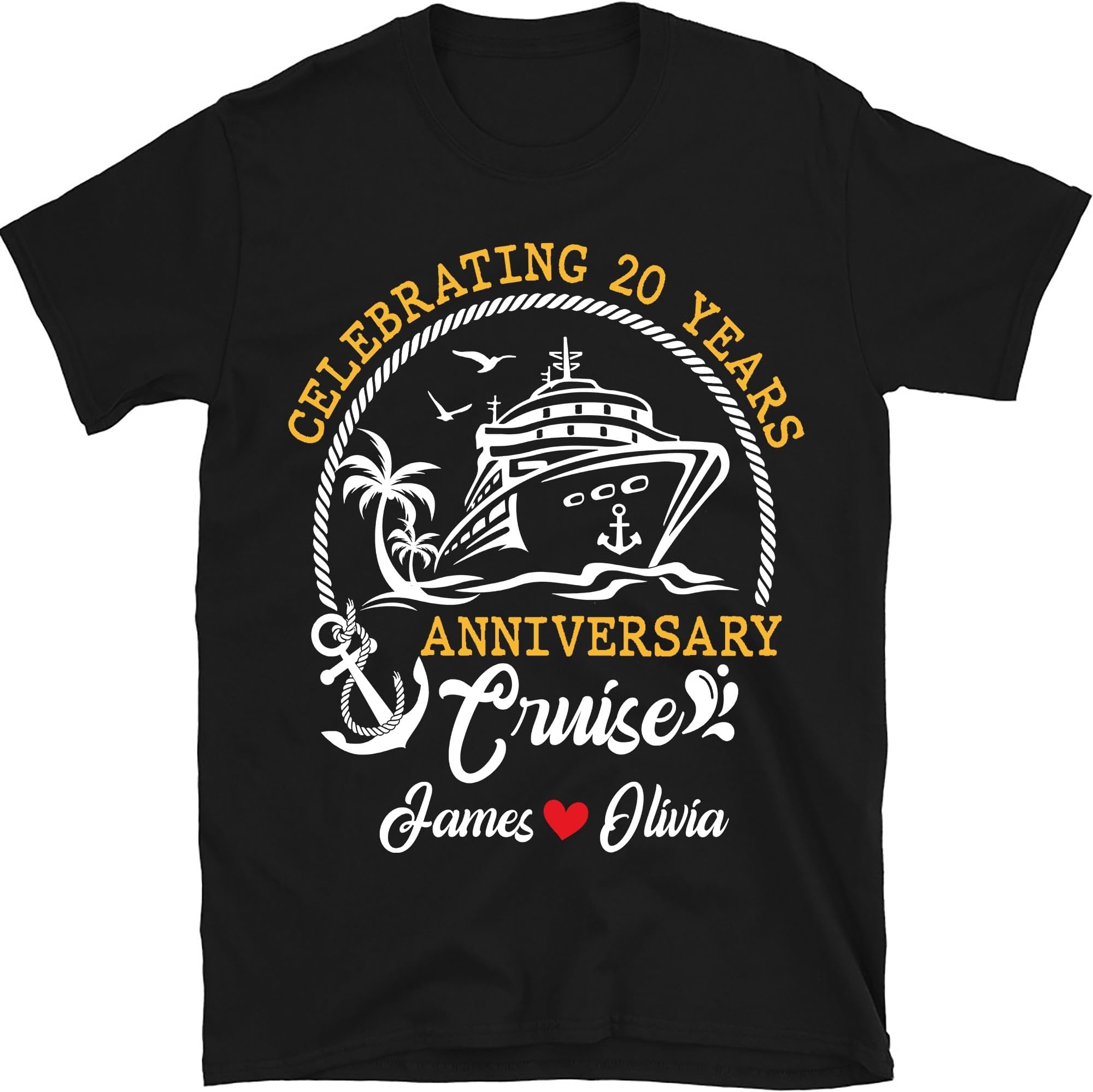 Personalized Anniversary Cruise Shirt, Celebrating 20 Years Shirts, Wedding Anniversary Shirt, Custom Anniversary Cruise Couples Gift, Small