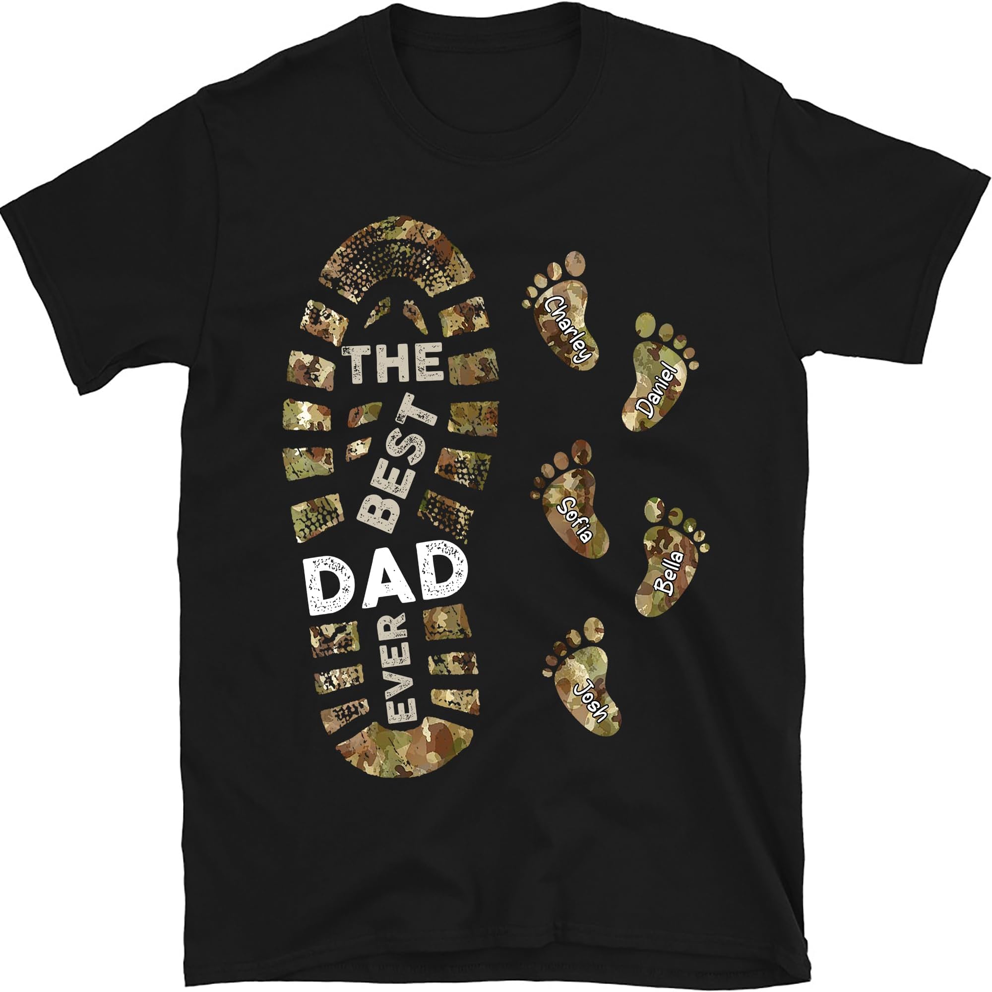Personalized Happy Father's Day to The Best Dad Shirt, Dad with Kid's Footprints,Gift for Father, Dad Foot Print Shirt
