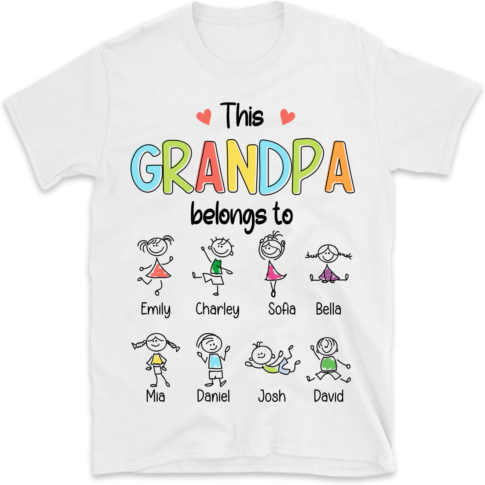 Personalized This Grandpa Belongs to Shirt, Papa with Grandkids Shirt, Custom Grandparents Shirt, Gift for Grandpa, Small