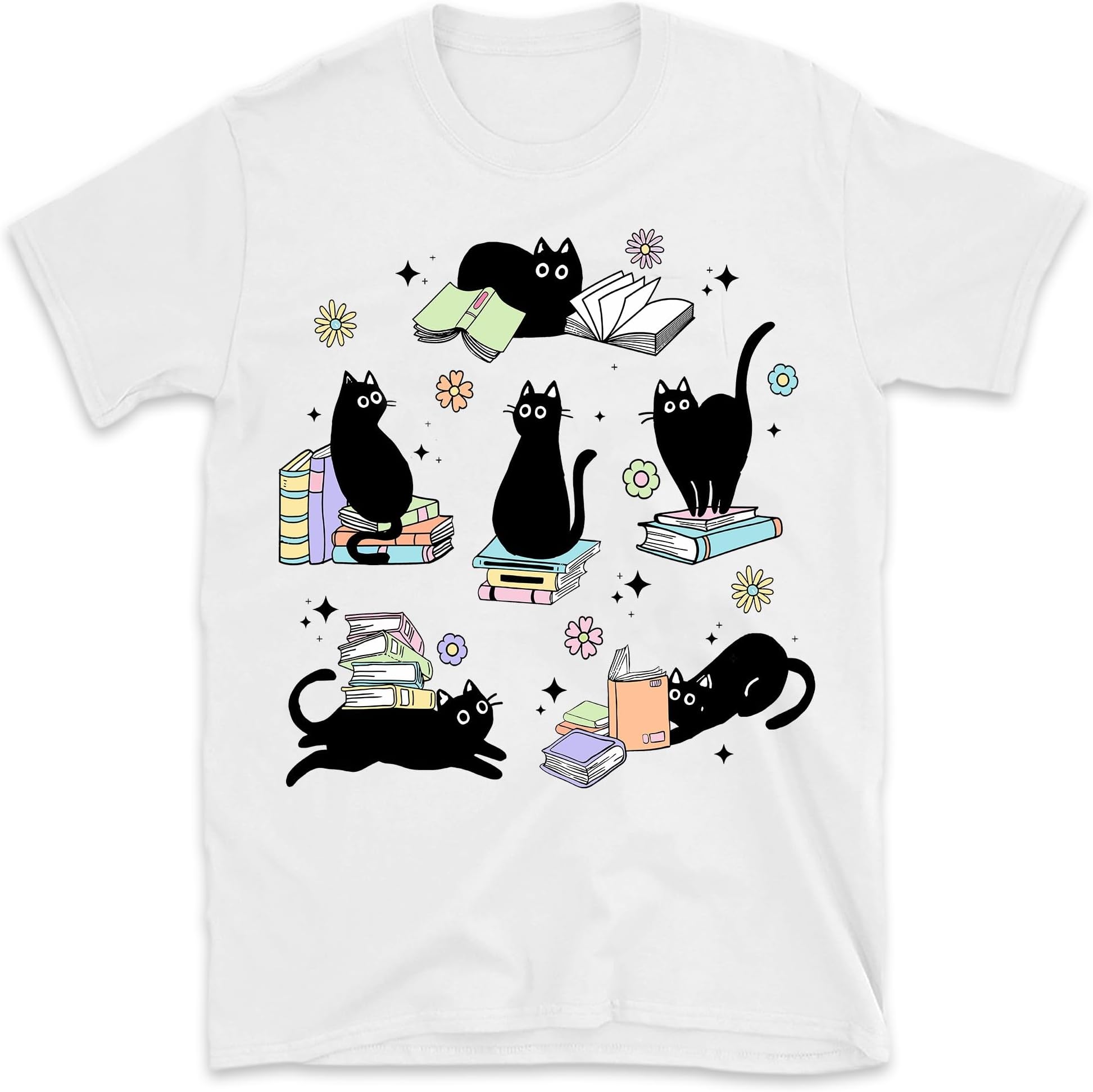 Black Cat and Book Sweatshirt, Black Cat Lover Shirt, Cat Reading Books Shirt, Black Cat Gift for Librarian