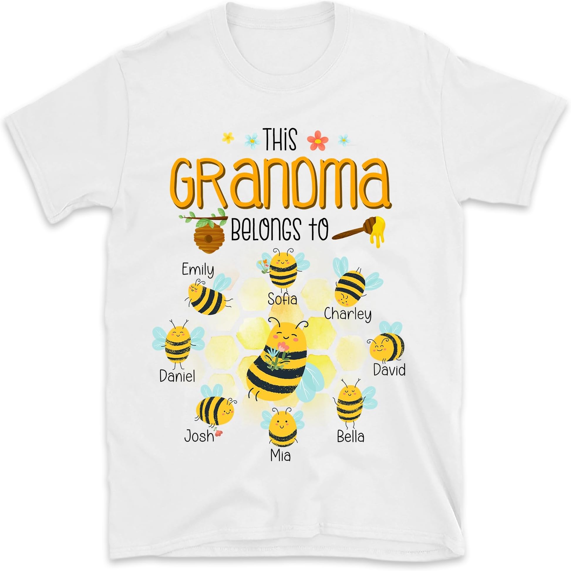 This Grandma Belongs to Shirt, Personalized Grandma Bee Shirt, Custom Grandma Shirt, Grandma's Reasons to Bee Happy Shirt, Cute Grandkid Bee