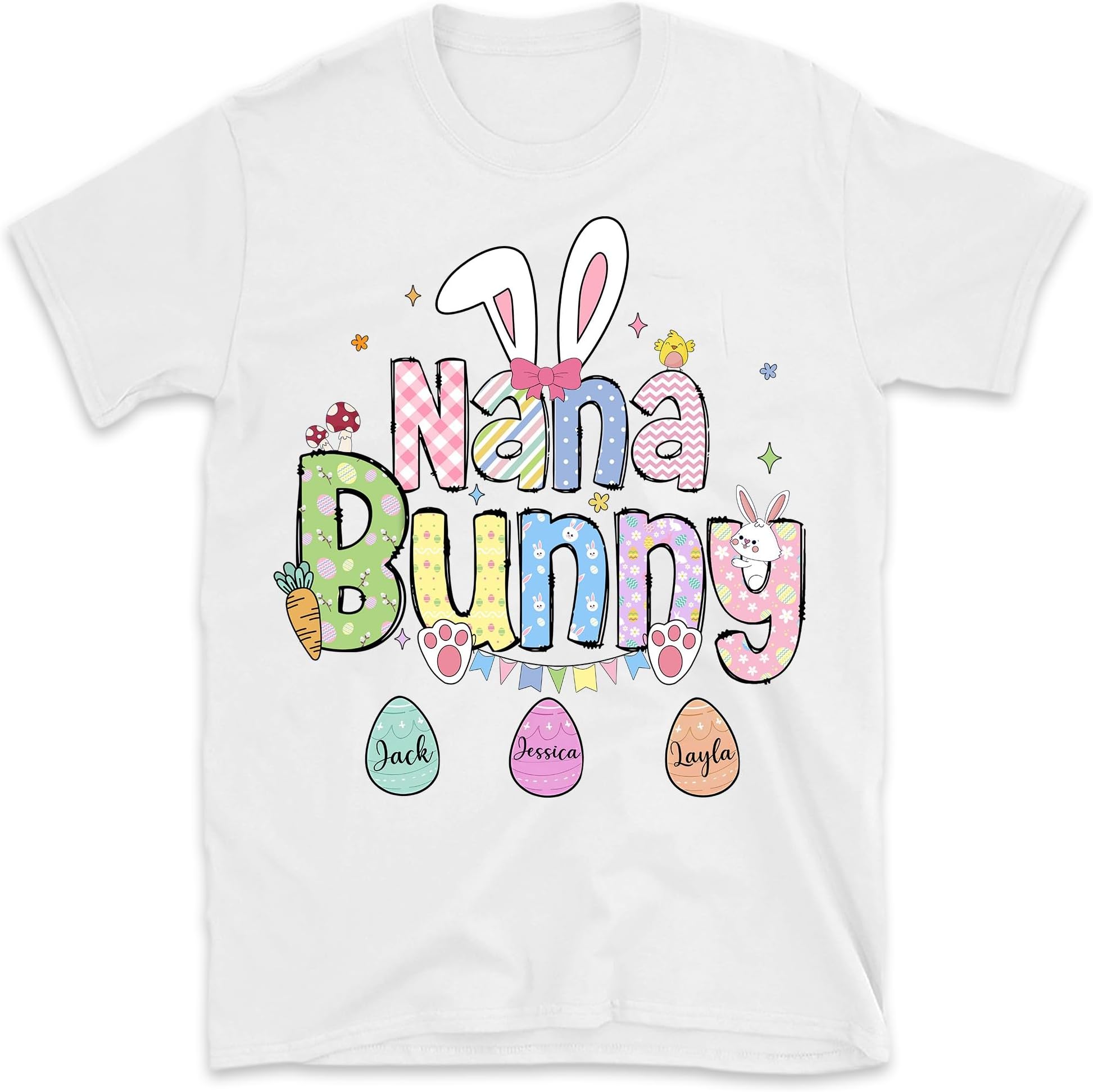 Personalized Nana Bunny Shirt, Grandma Easter Shirt, Easter Bunny Shirt, Custom Kid's Names, Mimi Easter's Gifts, Easter Peeps Shirt4