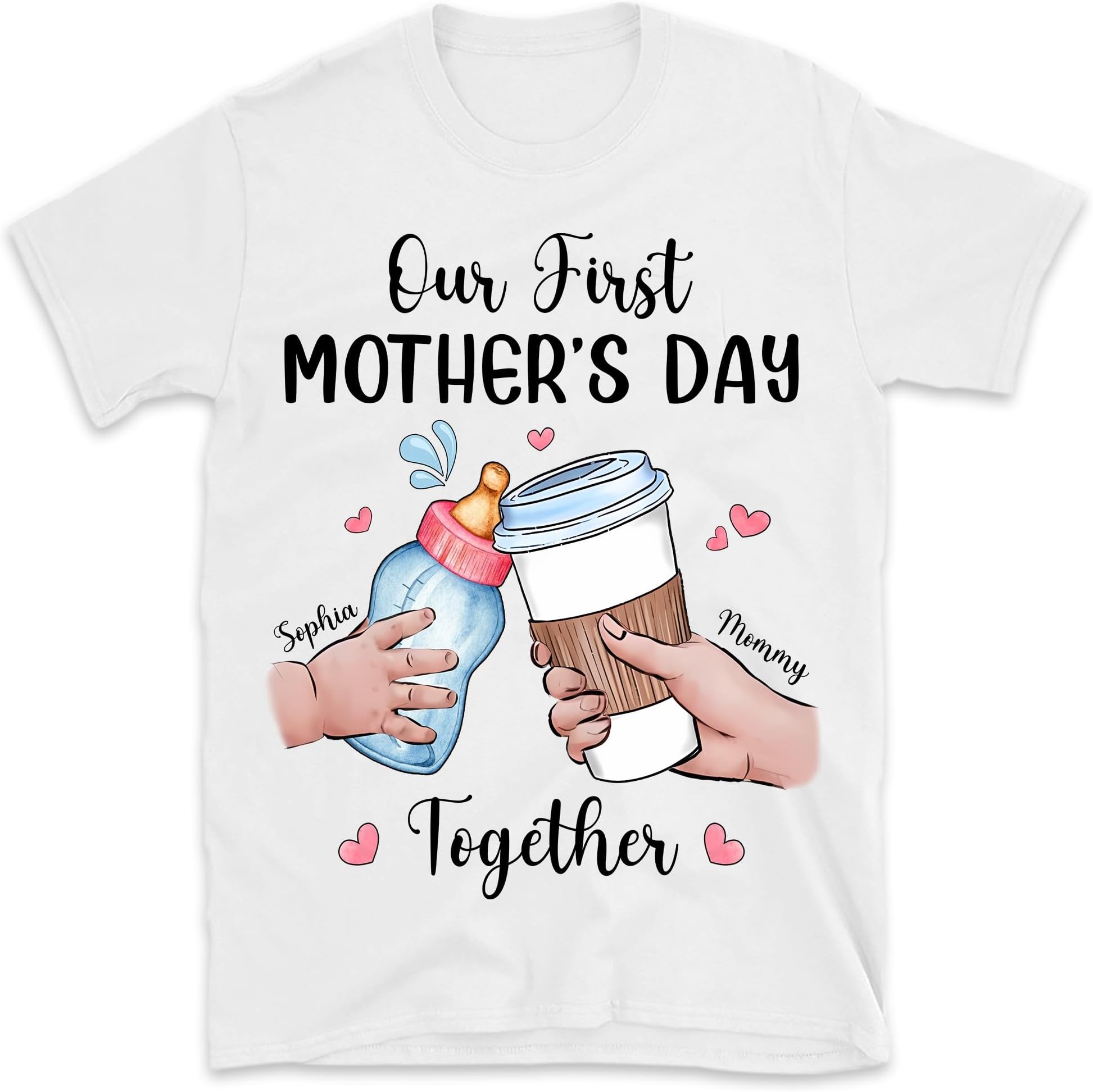 Personalized Our First Mothers's Day Together Shirt, 1st Mother's Day Shirt, Milk n Coffee Mommy & Baby Matching Outfit Set, Small