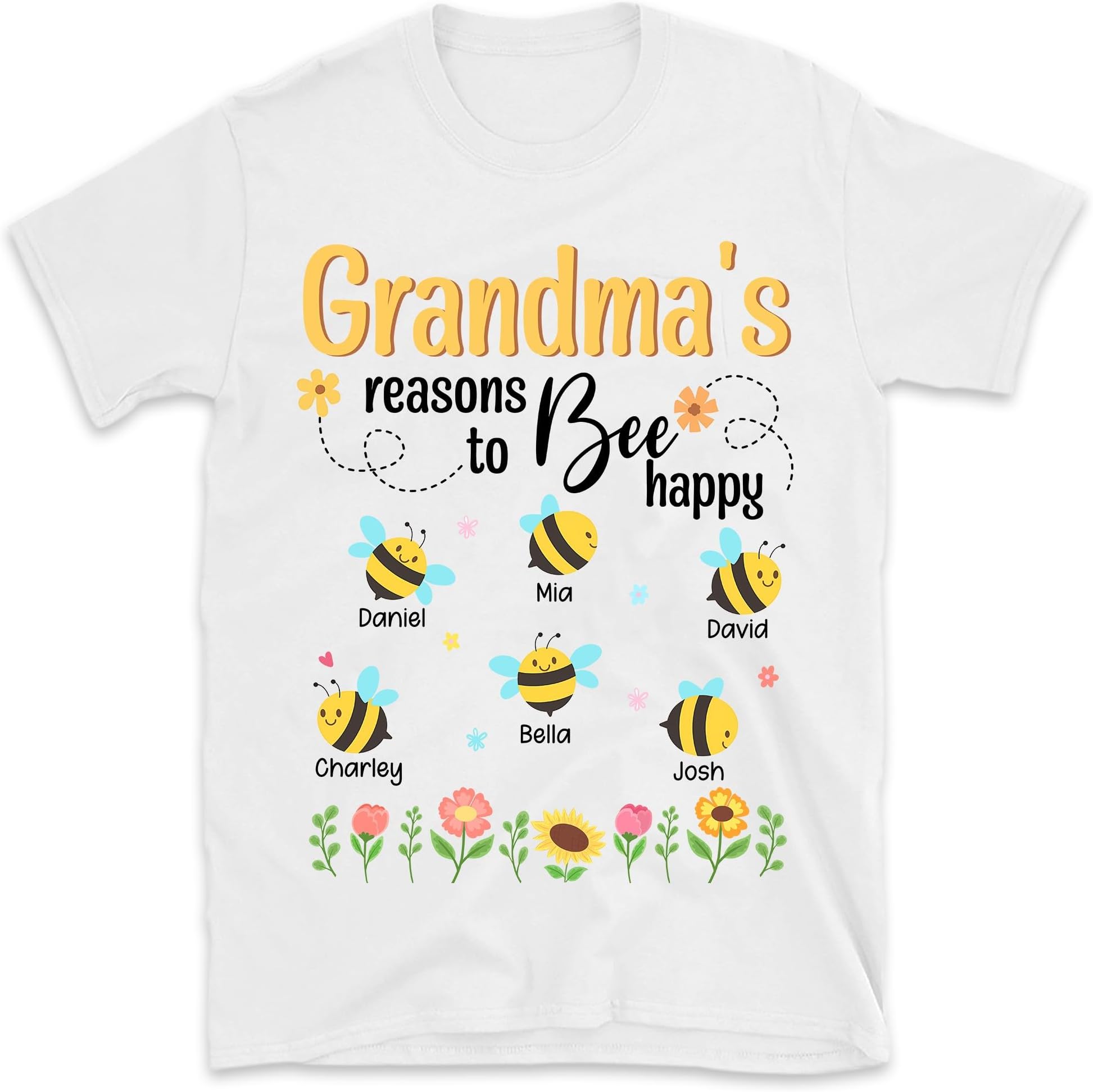 Personalized Grandma's Reasons to Bee Happy Mother's Day Shirt, Custom Bee Kids Grandma Mom Shirt, Mother's Day Mom Shirt Gift