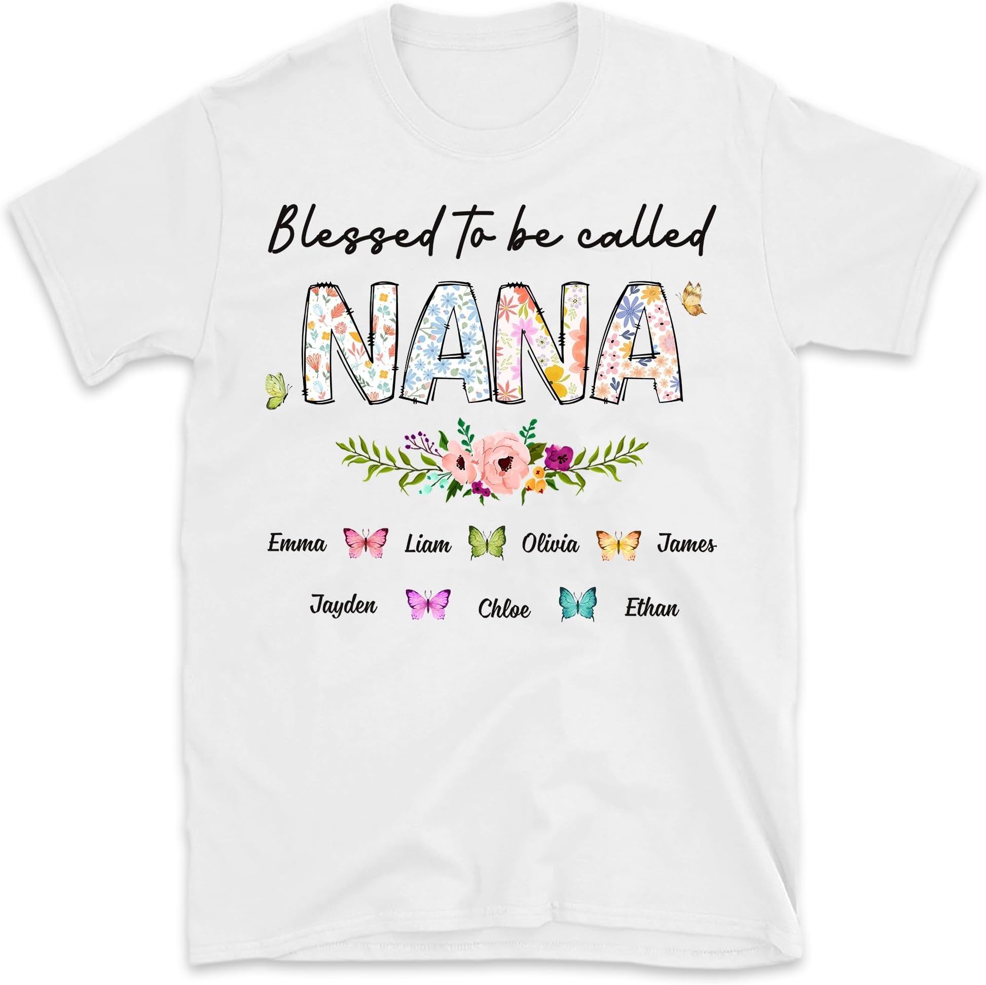 Blessed to Be Called Nana Floral Shirt, Custom Nana Shirt, Personalized Nana Flowers Tee, Gift for Grandma
