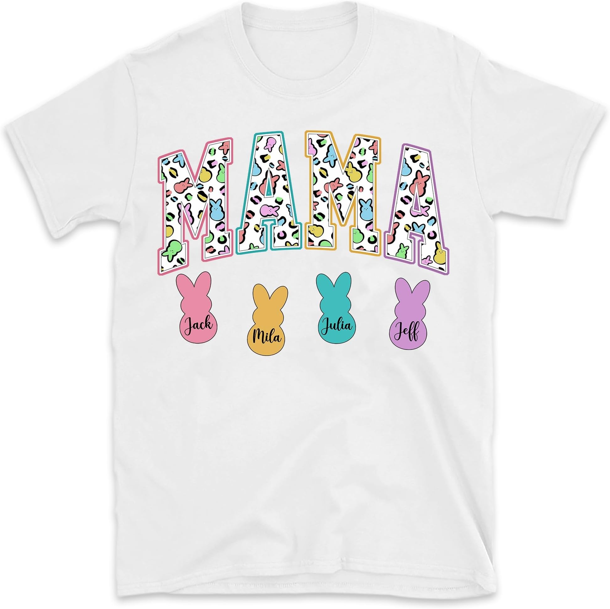 Personalized Easter Mama with Kids Names Shirt, Easter Gift for Mom Grandma, Custom Peeps Kids, Mamas Bunnies Shirt, Small