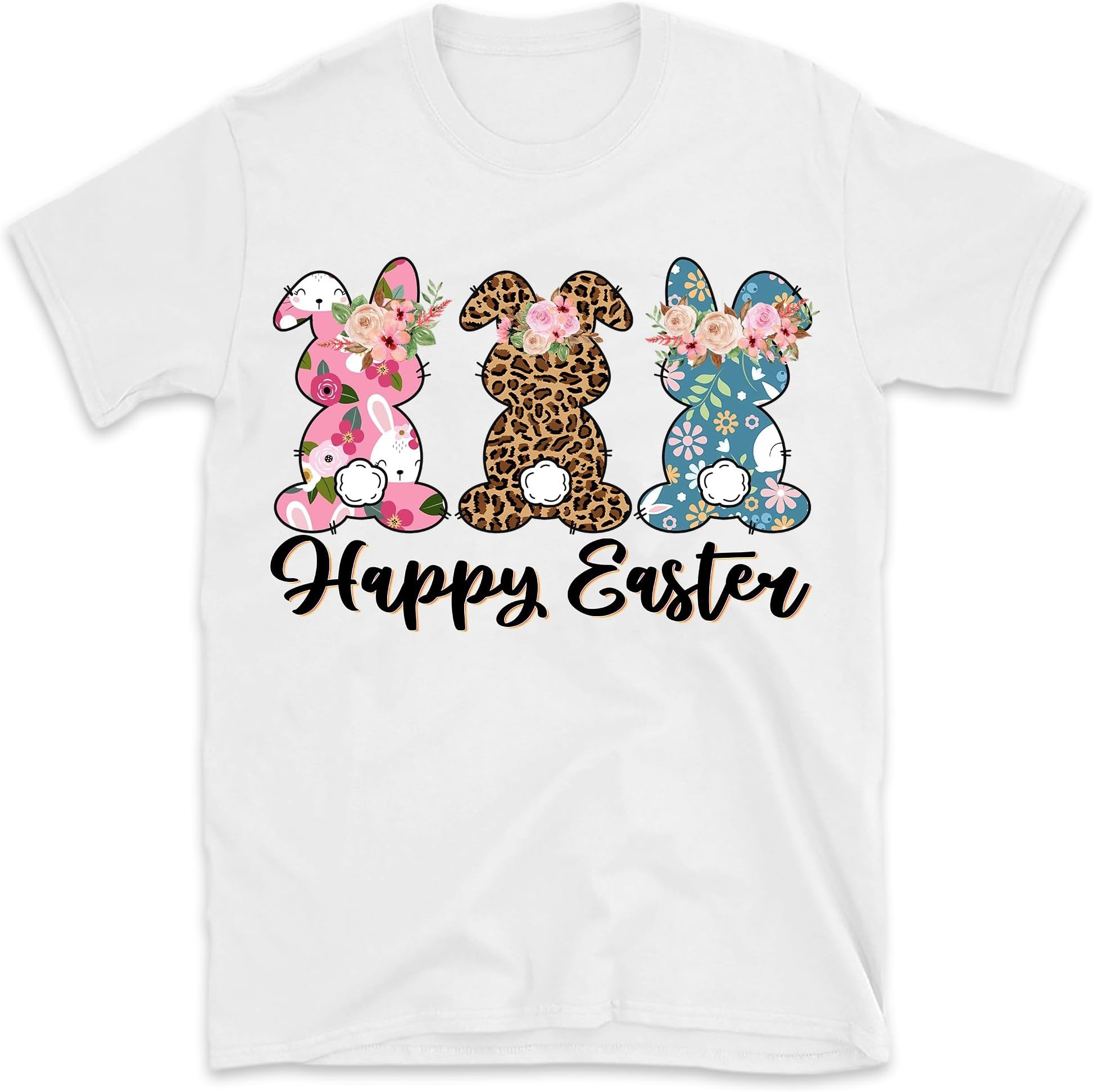 Happy Easter Bunny Sweatshirt, Floral Bunny Print Bunnies, Leopard Bunny, Cute Easter Gift, Womens Easter Gift, Easter Sweatshirt