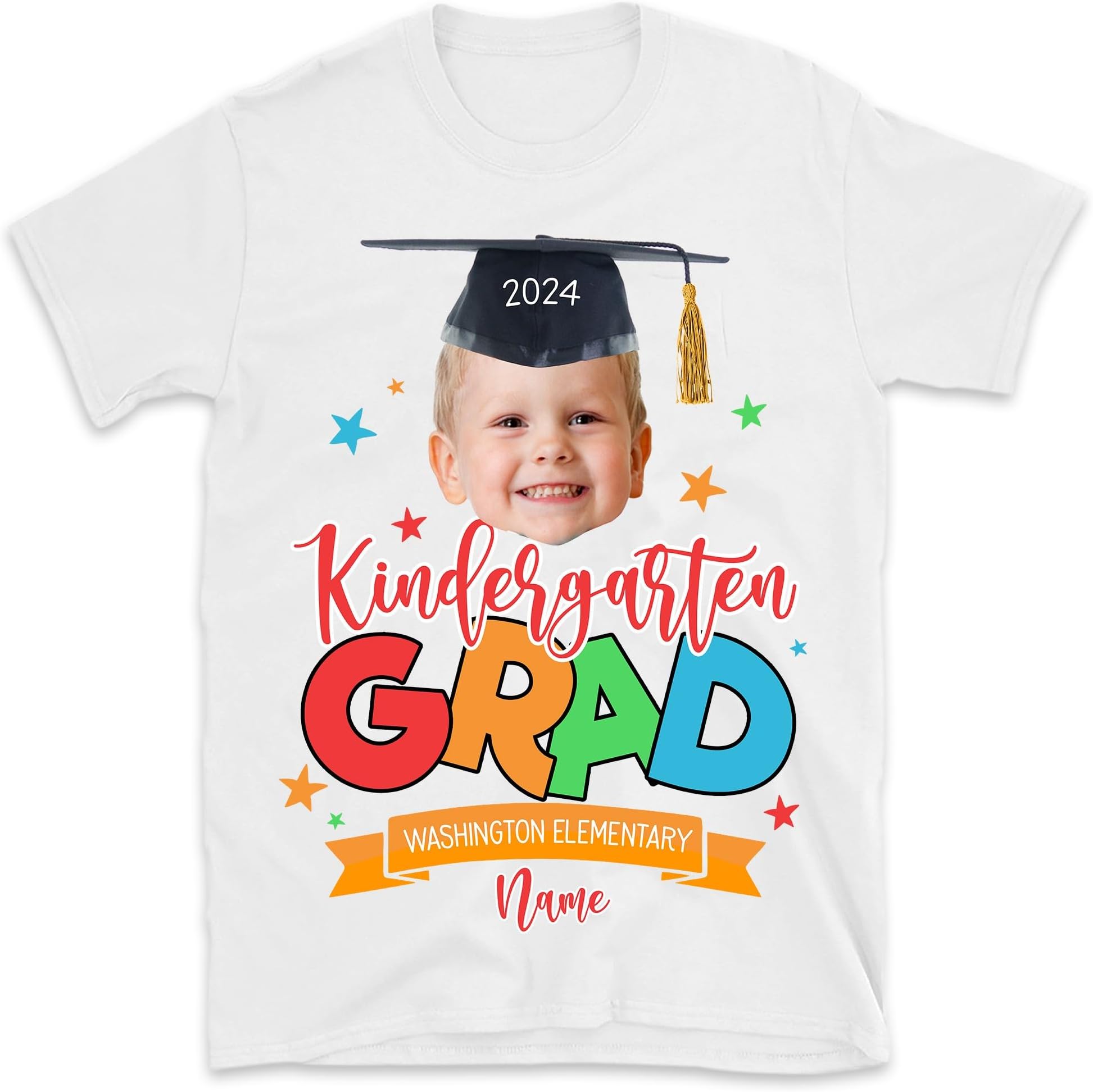 Custom Name Kindergarten Graduation Shirt, Personalized Photo 2024 Kindergarten Graduate Shirt, Kinder Gift for Kids Graduate Shirt, Small