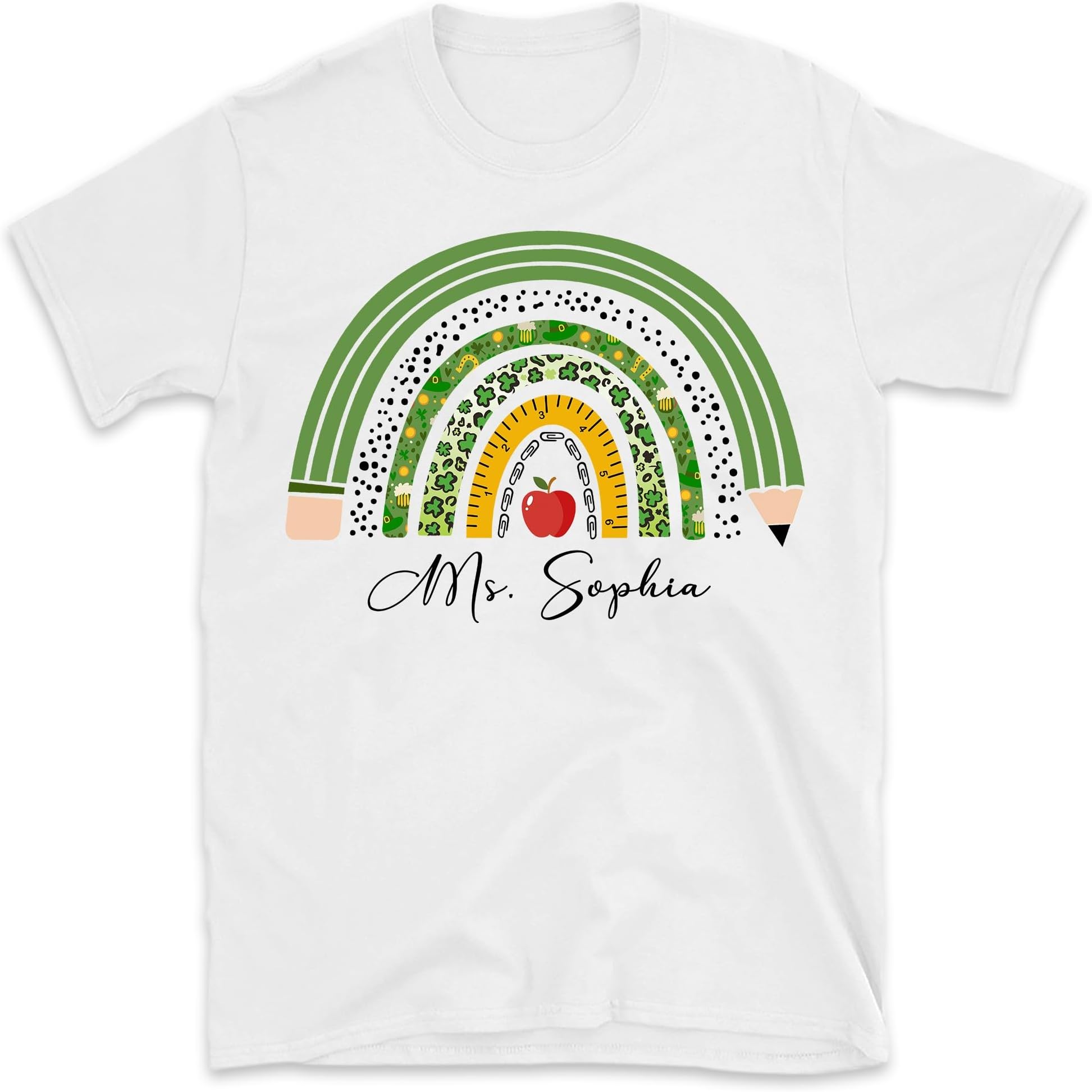 Personalized Rainbow Teacher St Patricks Shirt, One Lucky Teacher Shirt, Teacher Lover Shirt, Teaching St Patrick's Day Gift