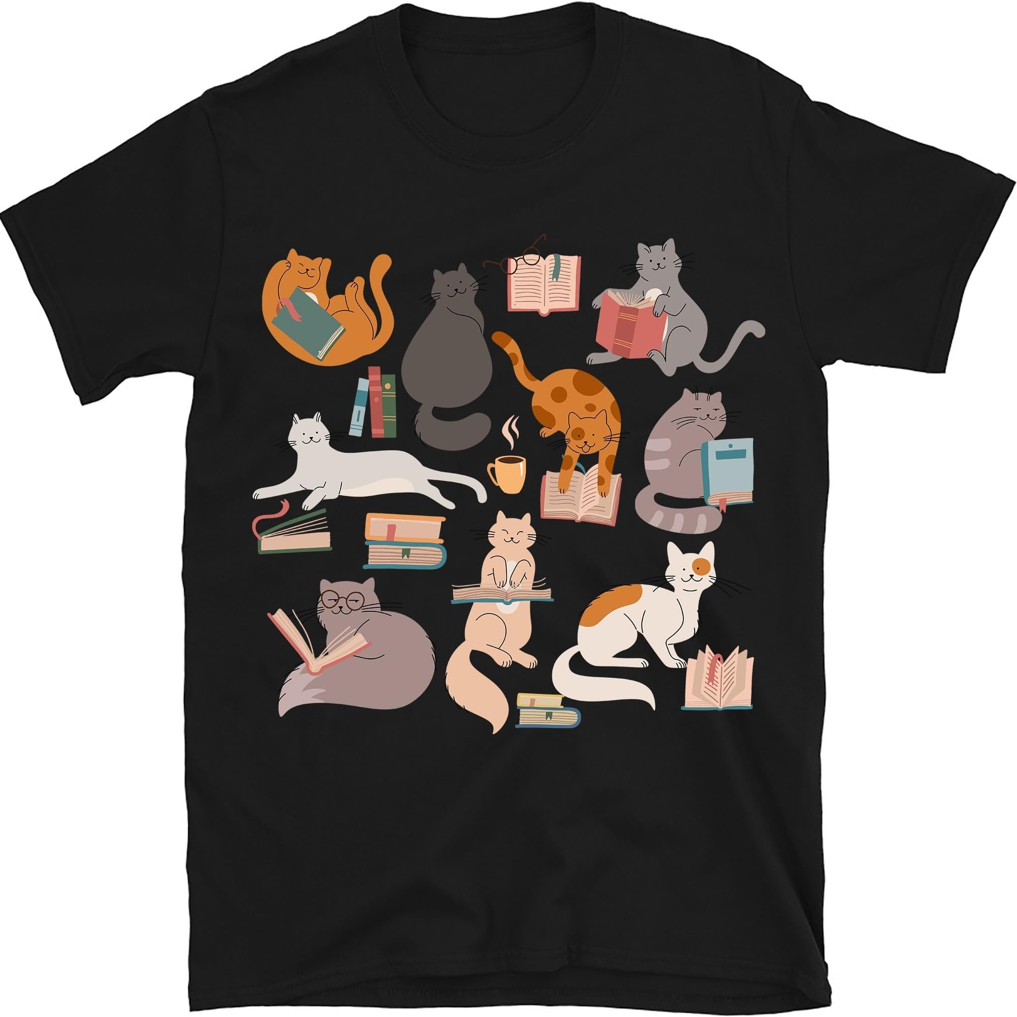 Books and Cats Shirt, Cute Book Shirt, Gift for Bookaholic, Book Lover Gift, Cat Mom Shirt, Cat and Book Lover Tee