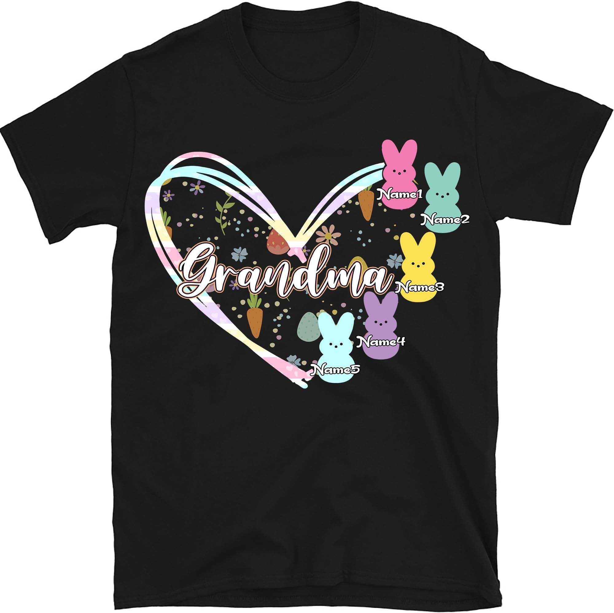Personalized Grandma Heart Shirt, Grammy Easter Shirt, Grammy Bunny Shirt, Easter Gift for Grandma Nana, Bunny Grandma Life Shirt