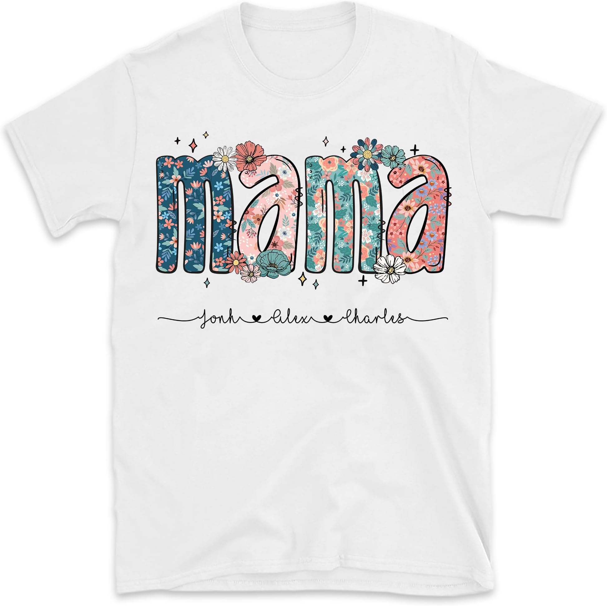 Floral Mama T-Shirt, Mama Shirt, Mama Gift, Personalized Mom Shirt with Kids Names, Gift for Mom, Mothers Day Shirt