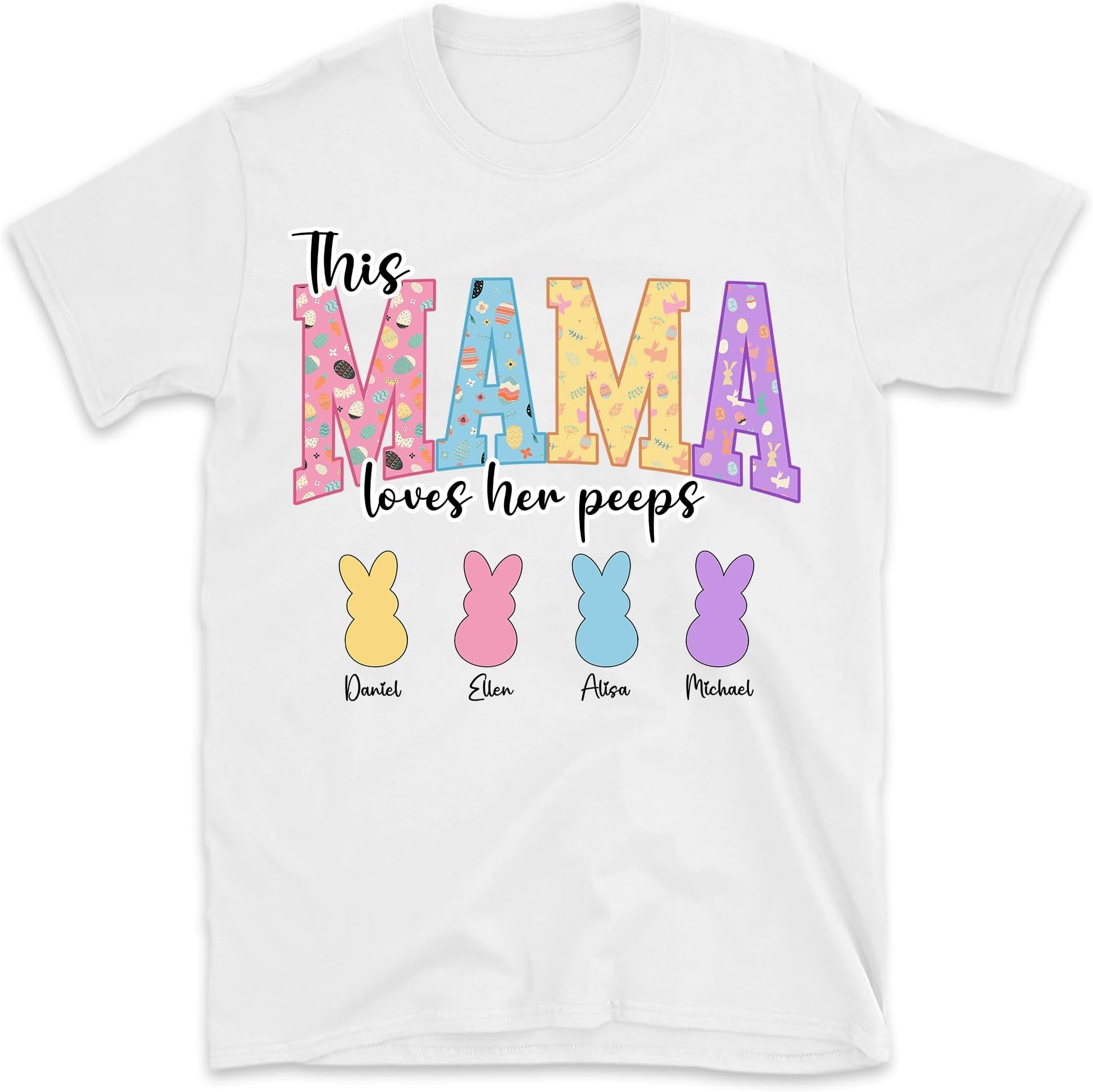 This Mama Loves Her Peeps Shirt, Mama Easter Shirt, Easter Gift for Mom, Custom Kids Names Shirt, Peeps Kids, Mamas Bunnies Shirt, Small